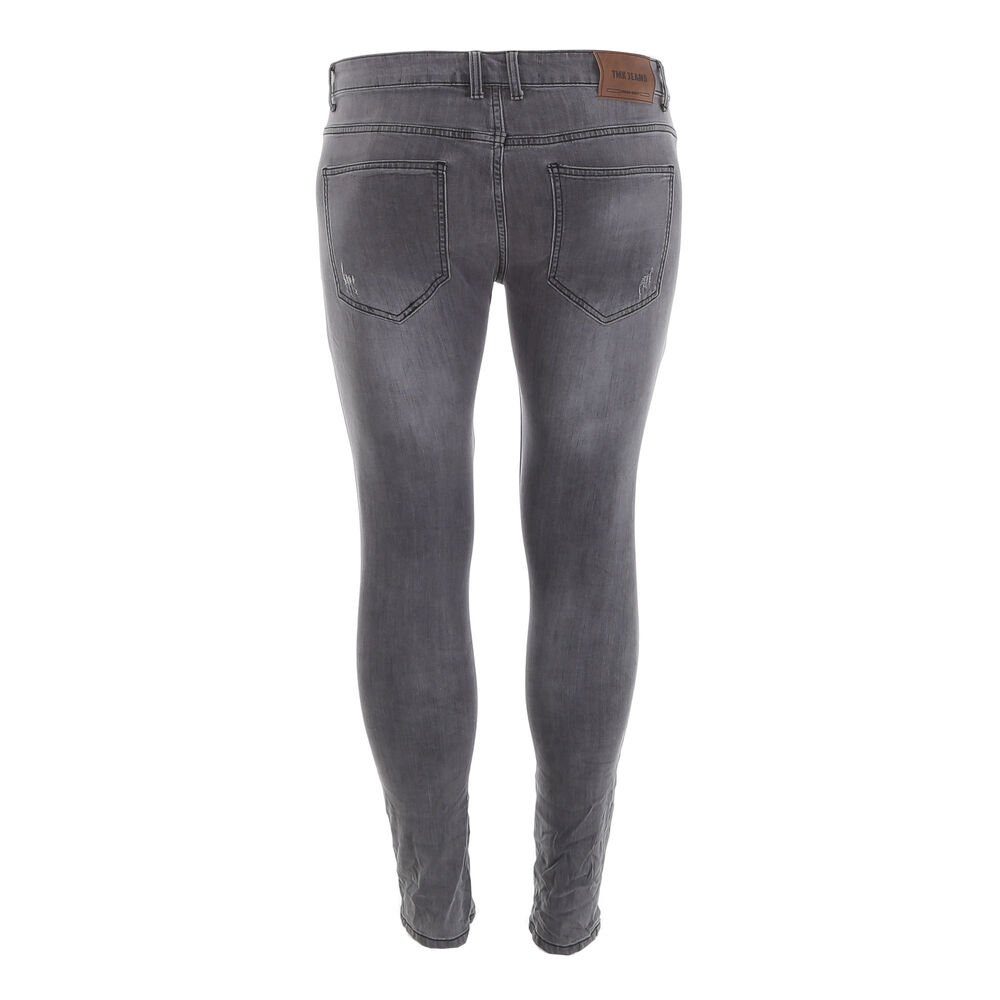 Ital-Design Stretch-Jeans Herren Freizeit Destroyed-Look Grau Stretch in Jeans