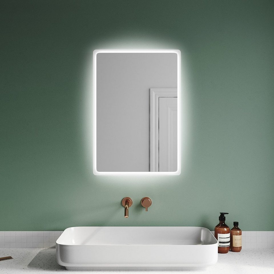 sonni badspiegel badezimmerspiegel, mit beleuchtung, 60×40 cm,  wandschalter, led badspiegel, badspiegel, lichtspiegel ip44