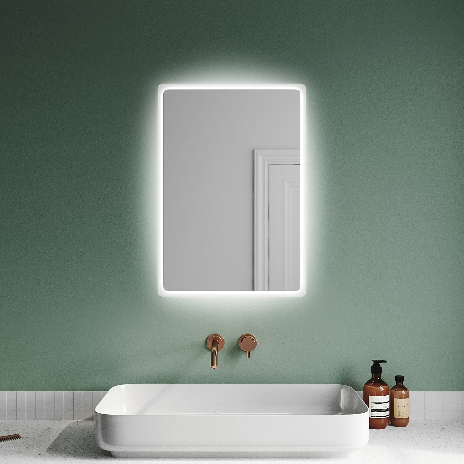 SONNI Badspiegel »Badezimmerspiegel, mit Beleuchtung, 60×40  cm,Wandschalter, LED Badspiegel, Wandspiegel, Badspiegel, Lichtspiegel IP44«