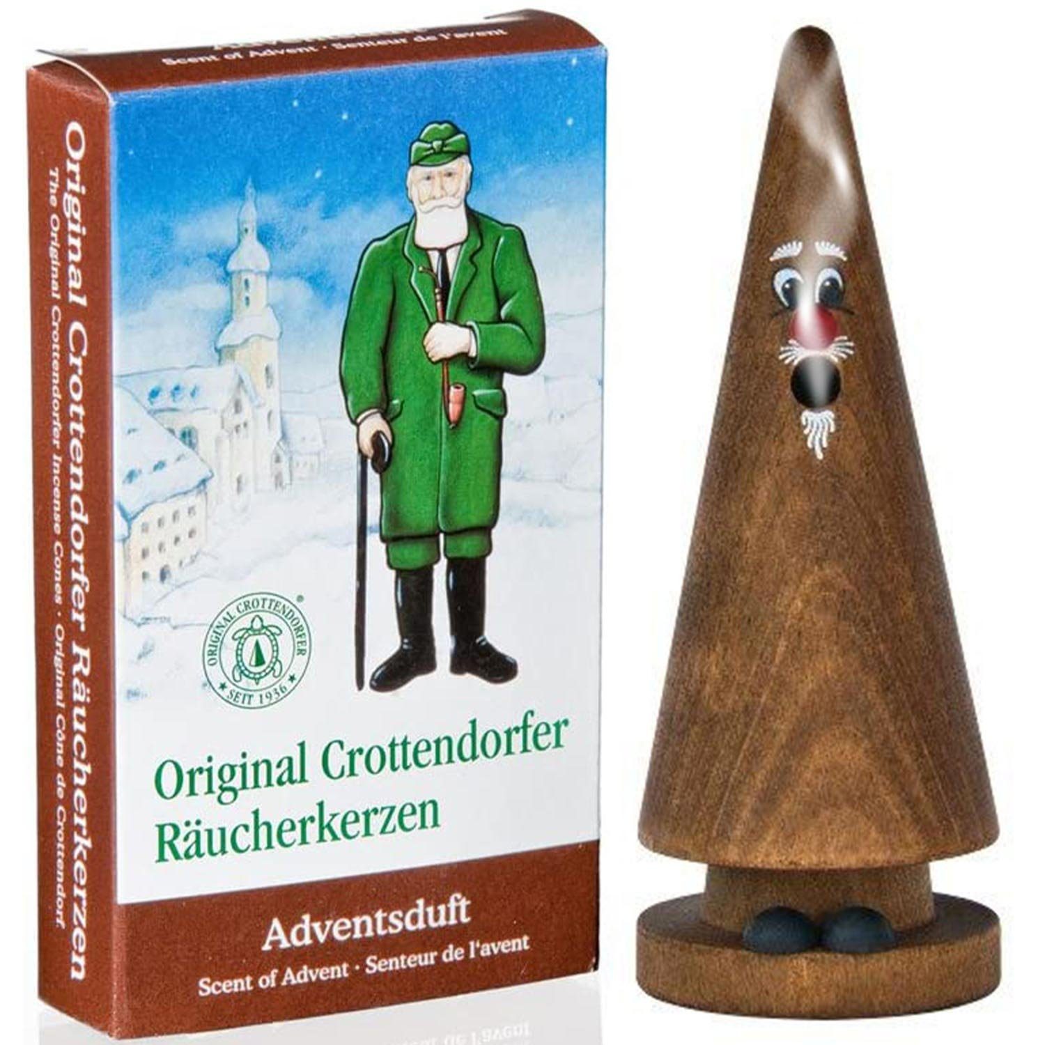 Crottendorfer Advent Kegel, Set Adventsduft hoch Ziegenbein Erzgebirge Addi (2 Holzkunst, 24 Original 13cm Räuchermännchen St), Räucherkerzen +