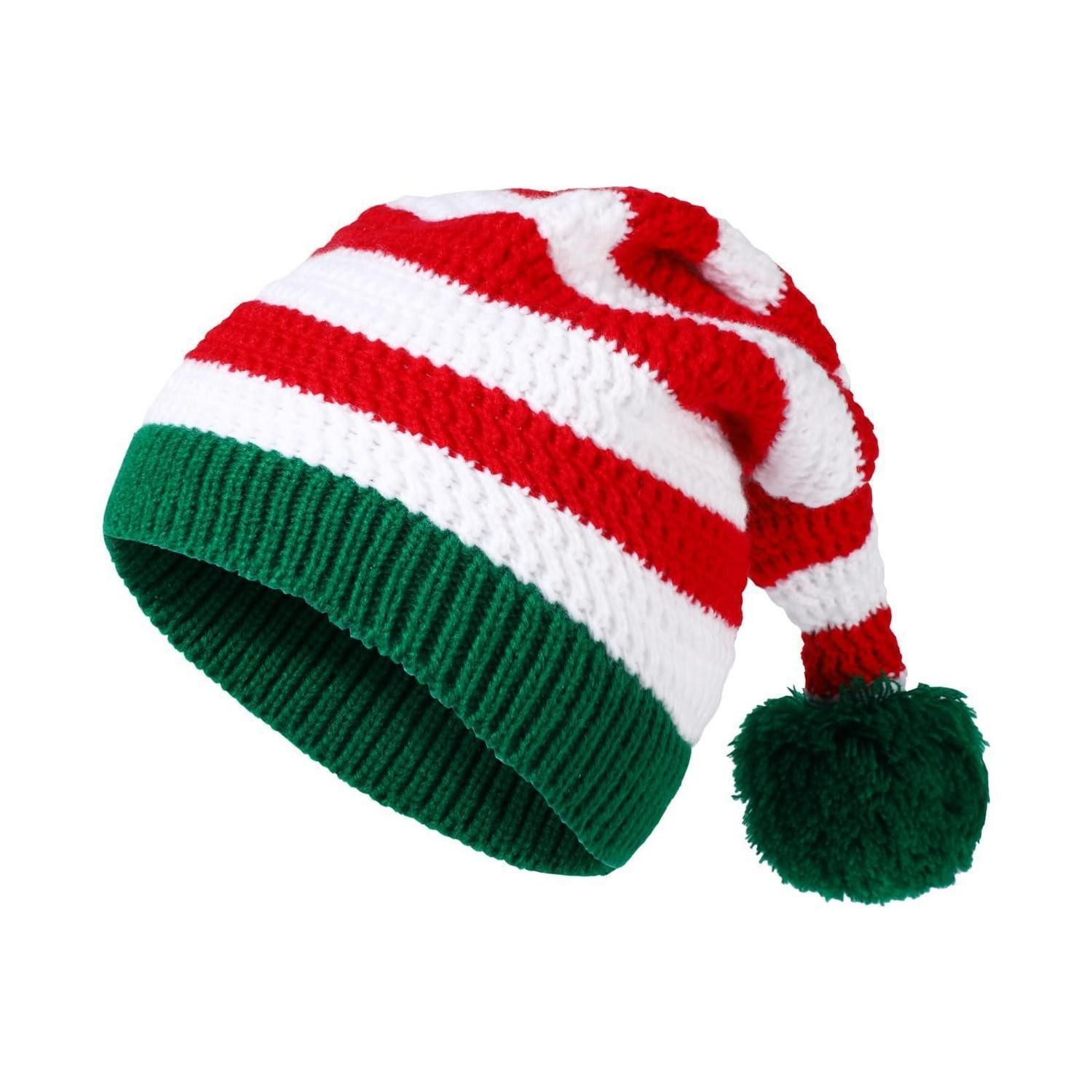 LuxusKollektion Kostüm Weihnachtsmütze gestrickt rot-weiß-streifen M