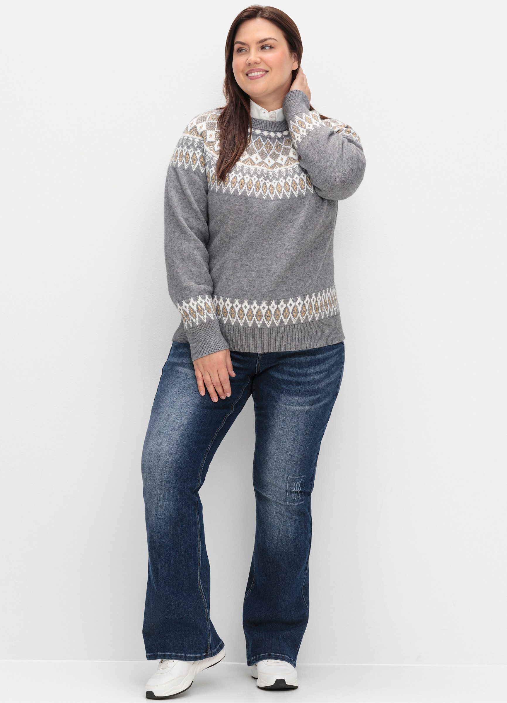 sheego by Joe Browns Strickpullover Jacquard-Pullover günstig online kaufen