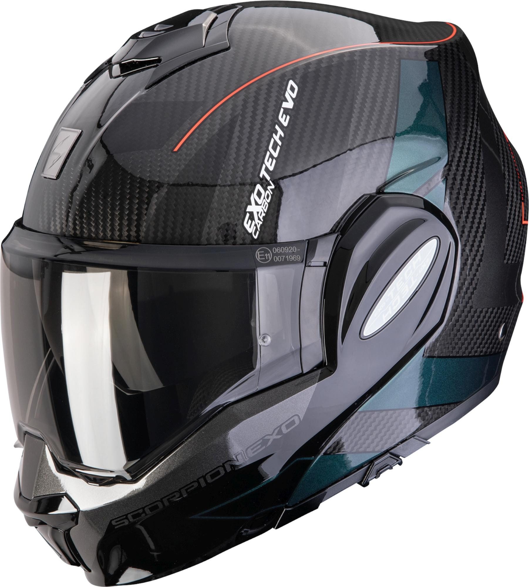 Scorpion Exo Motorradhelm EXO-Tech Evo Carbon Cad Klapphelm, vorbereitet für Kommunikationssystem,geeignet für Brillenträger,P
