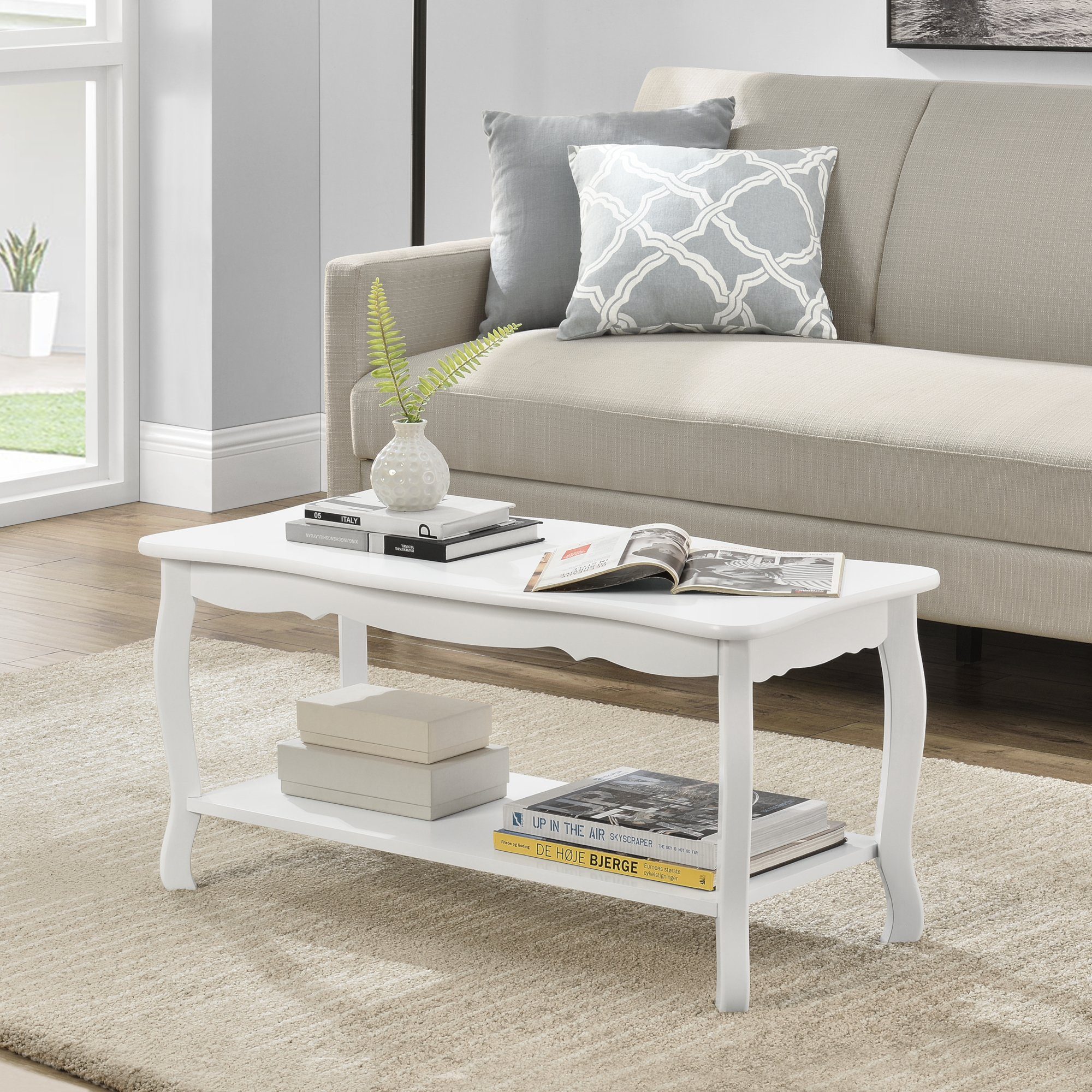 en.casa Couchtisch, Couchtisch »Pearl« - Weiß - 87,5 x 40 x 42 cm günstig online kaufen