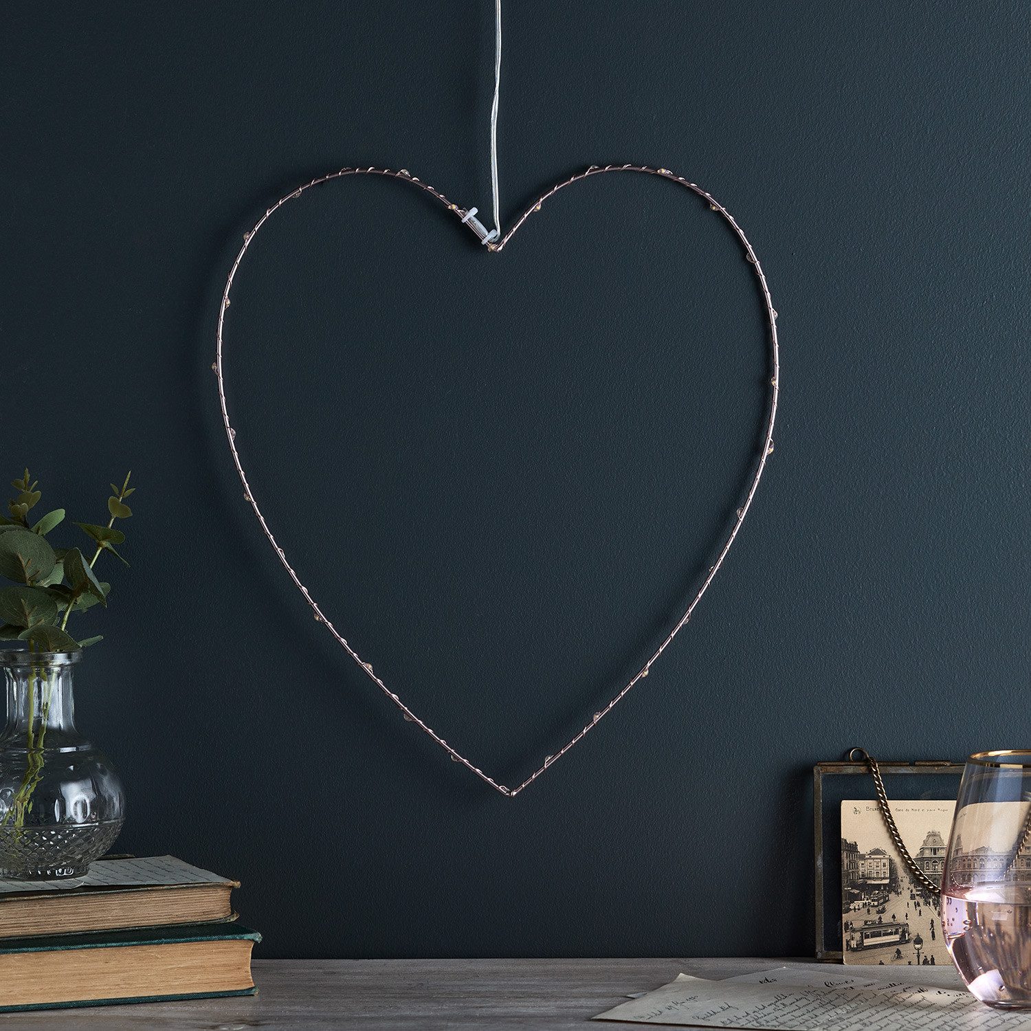 Lights4fun LED Stern Micro LED Herz rosegold
