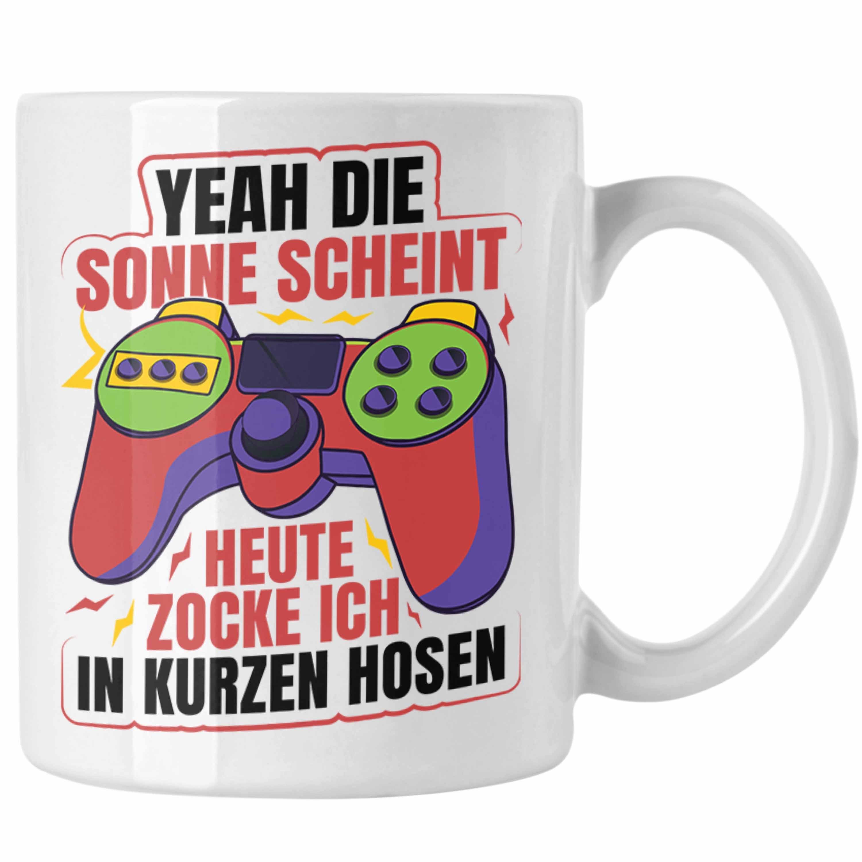 Trendation Tasse - Geschenkidee Geschenk Weiss Lustige Tasse Trendation Yeah Die Sonne Geburtstag Gamer Scheint Zocker Gamergirl Gamer