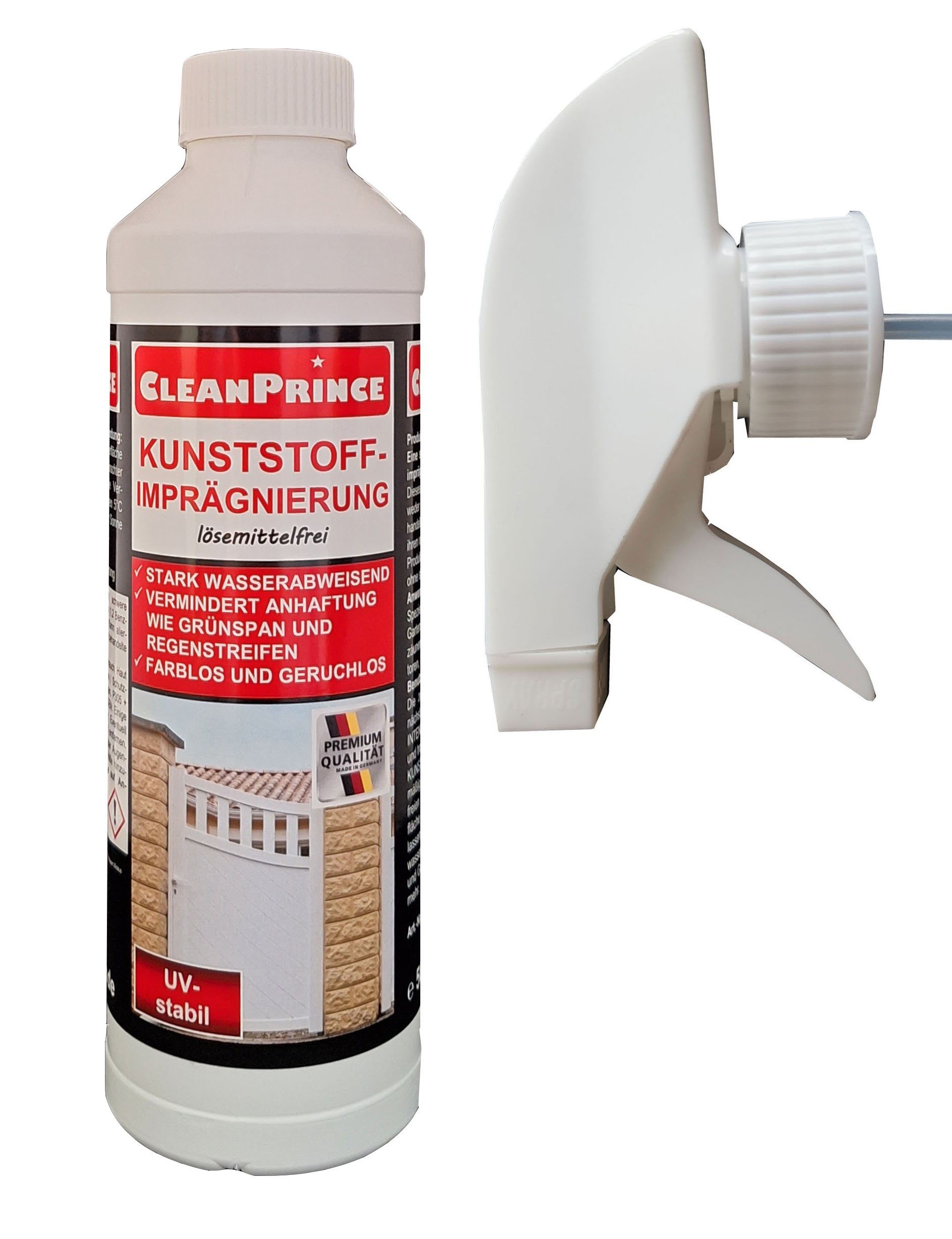 CleanPrince Kunststoffimprägnierung transparent lösemittelfrei Imprägnierspray, Made in Germany