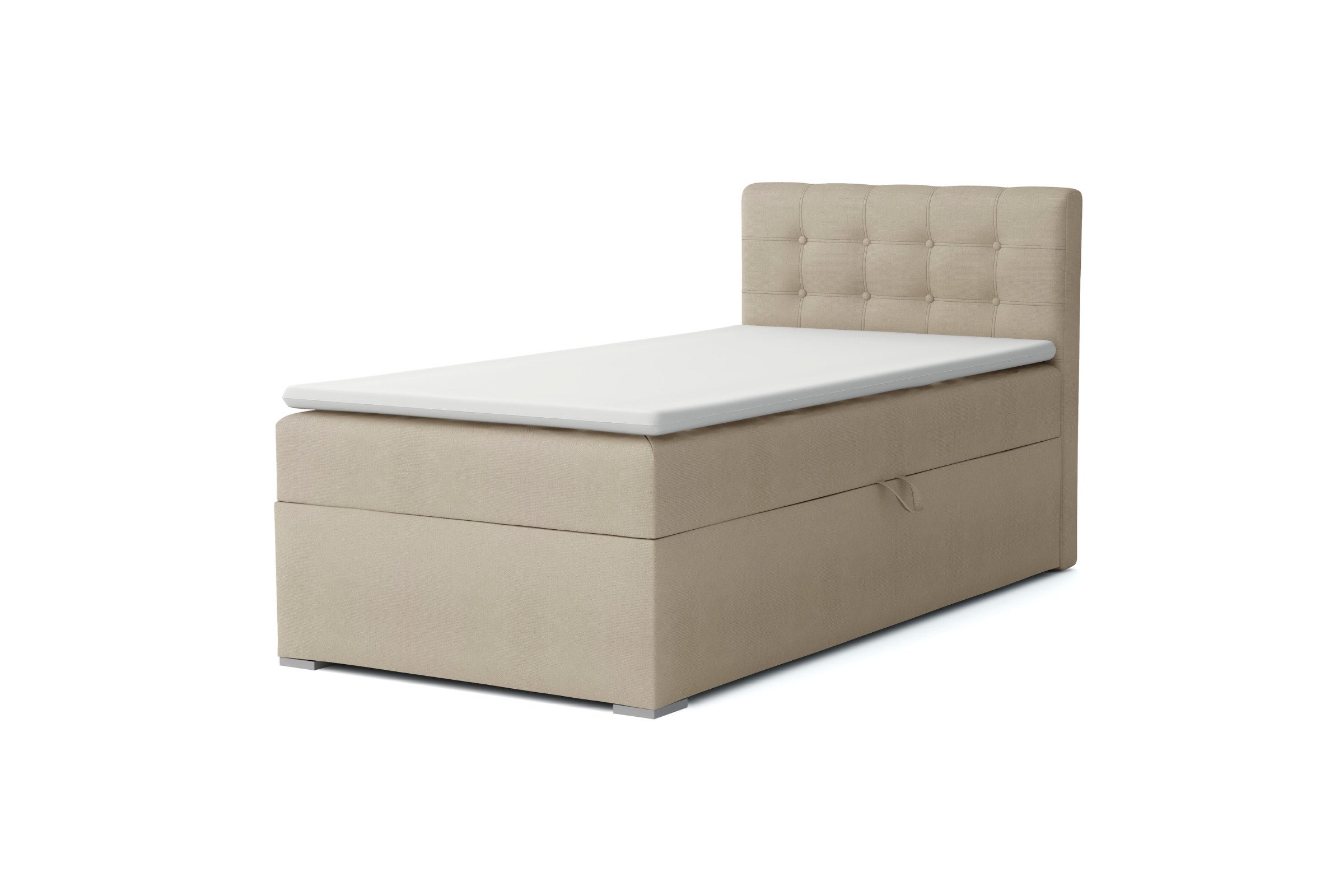 Deine Möbel 24 Boxspringbett JUNG 3 Polsterbett Jungendbett inkl. Matratzen H3 / H4 inkl. Topper (Boxbett für Jugendliche Creme Grau Beige Hellgrau Dunkegrau Anthrazit Schwarz, 3-St., Bonellfederkernmatratze H3 Taschenfederkernmatratze H4), 90x200 100x200 Veloursstoff Einzelbett Boxspring Hotelbett