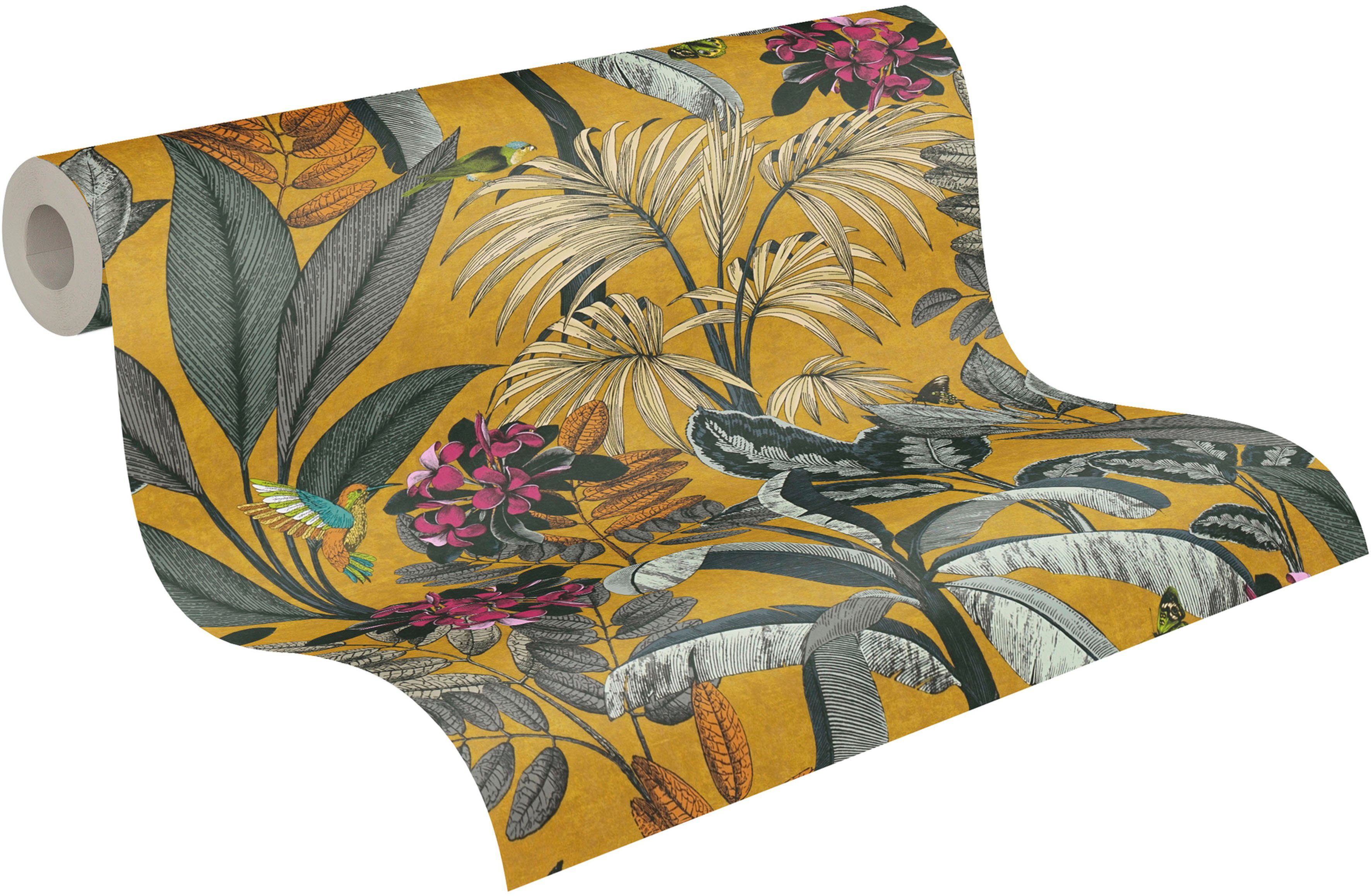 A.S. Création Vliestapete PintWalls Dschungeltapete Floral, glatt, matt, gemustert, neutral, (1 St), Blätter Tapeten Wohnzimmer Schlafzimmer Küche modern Design Wandtapete