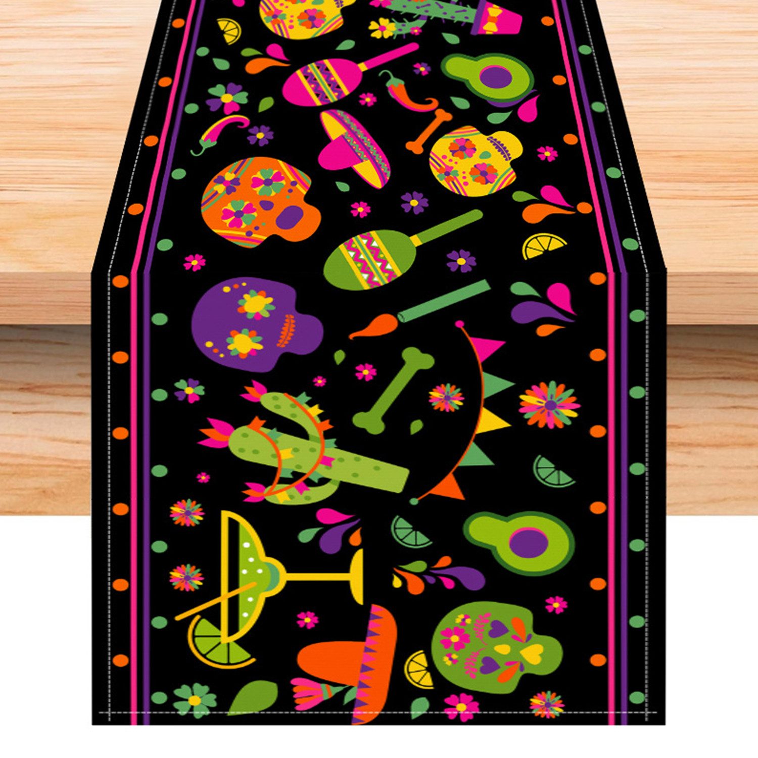 Tischläufer Halloween Totenkopf Print mexikanischen Feiertagsdekoration Esstisch