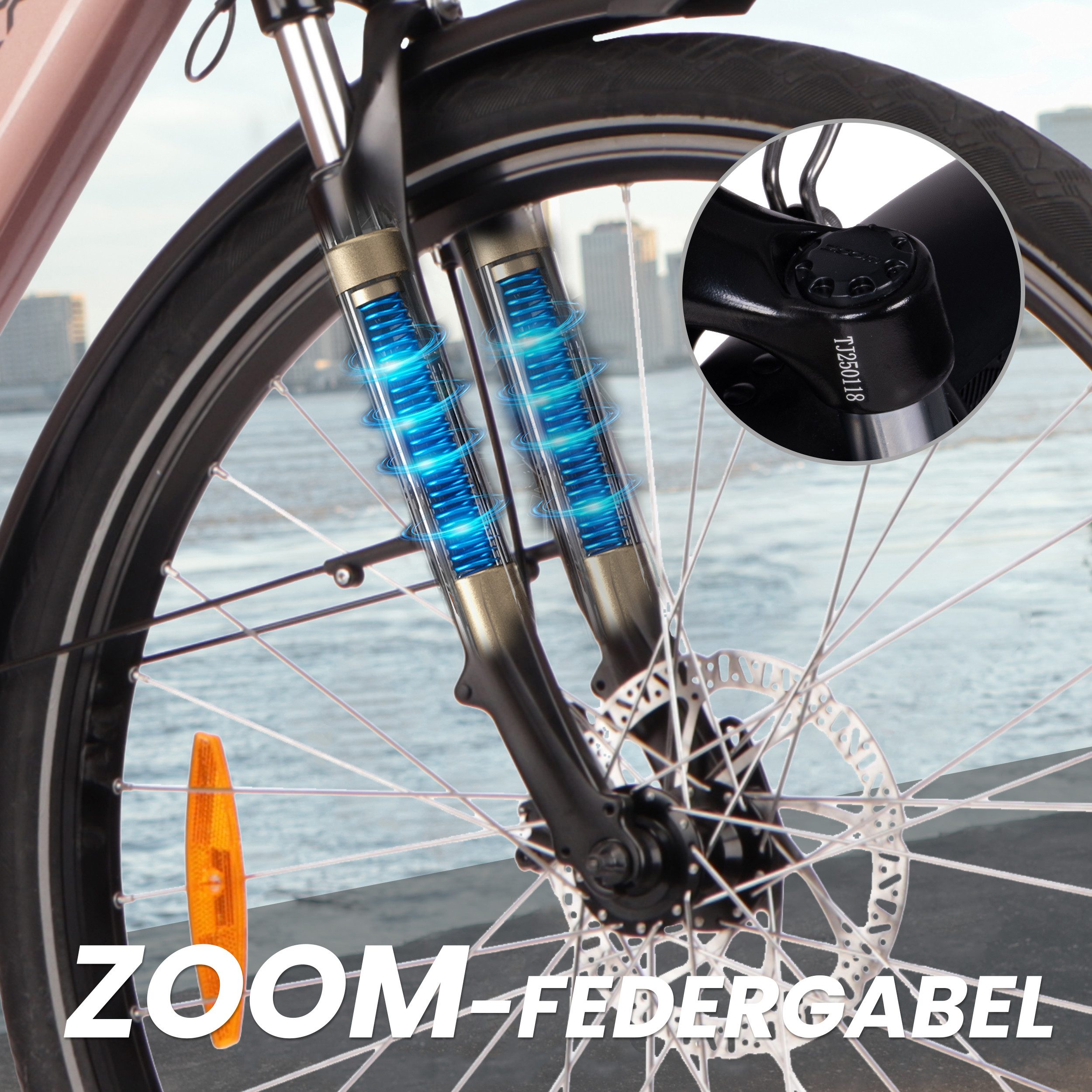 SAXXX E-Bike City Bike 28 inch Electric Bicycle for Women, 468Wh, Frame Size: 45cm, max. 100km, 7-speed SHIMANO Tourney derailleur, rear motor, 468 Wh, (with luggage rack, with removable battery, 95% pre-assembled), E-City Bike, Pedelec with step-through aluminum frame, up to 130kg