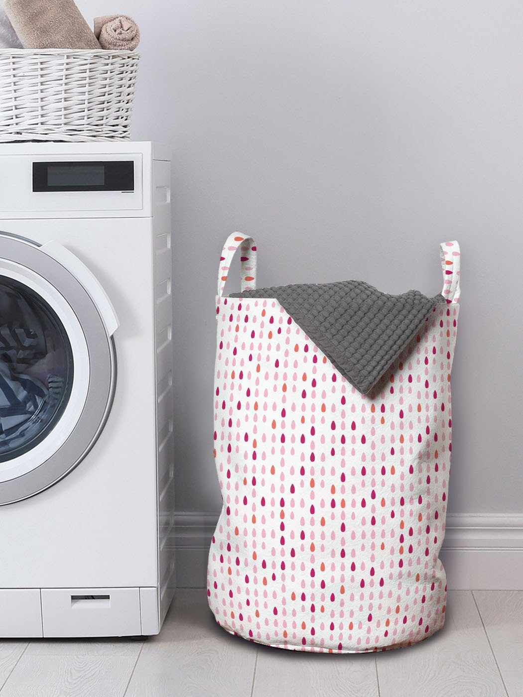 Raining Kordelzugverschluss Wäschekorb mit Abstrakt Pastell Griffen Abakuhaus Art Wäschesäckchen Drops für Waschsalons,