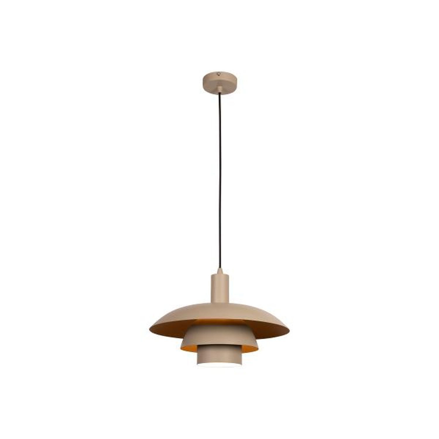 Licht-Erlebnisse Pendelleuchte ULAVO, ohne Leuchtmittel, Metall E27 Ø 38 cm rund H: max. 155 cm Taupe Retro Design Hängelampe