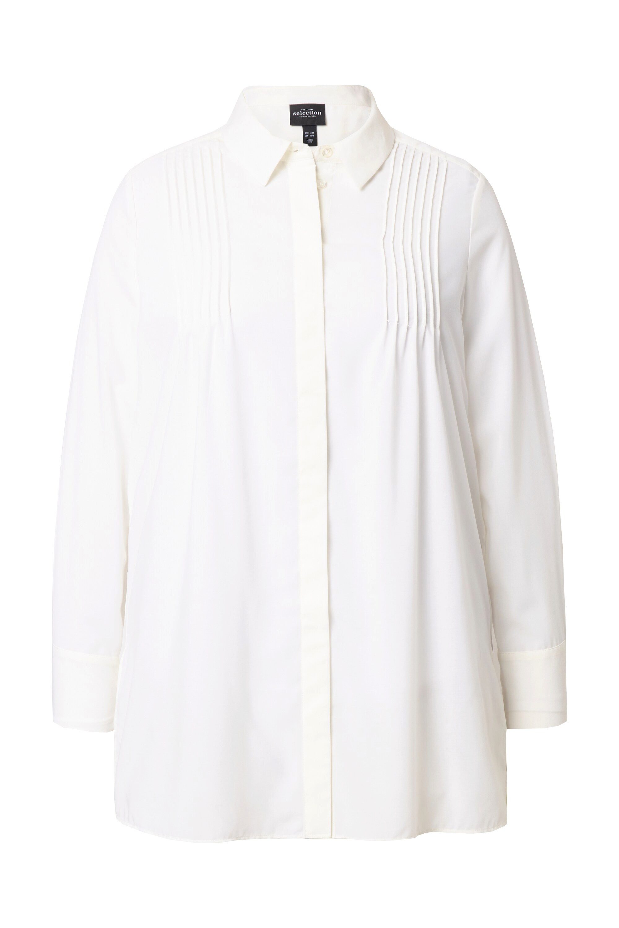 Ulla Popken Longbluse Bluse Plissee-Rücken A-Linie Hemdkragen Langarm günstig online kaufen