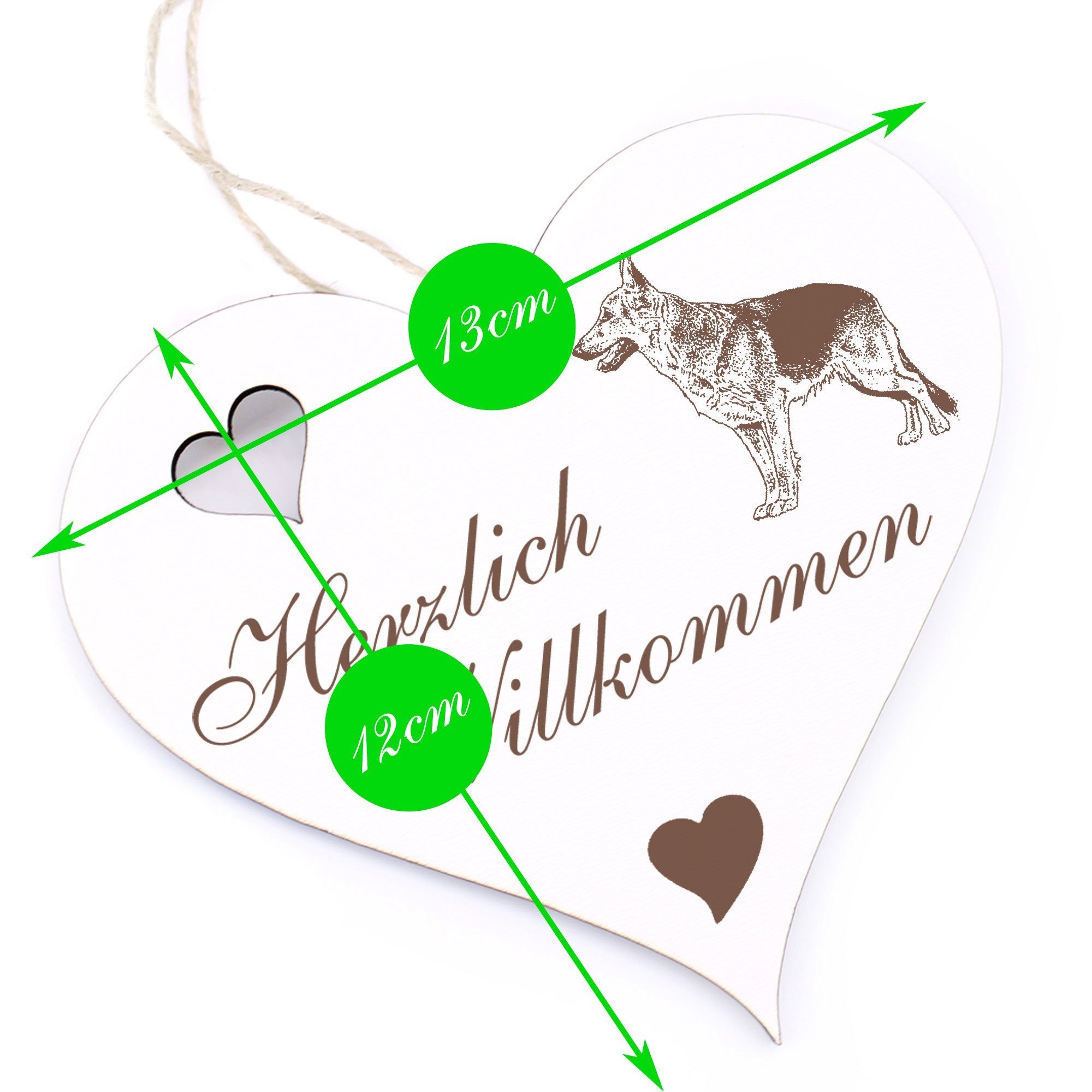 Dekolando - Hängedekoration Willkommen 13x12cm Deutscher Schäferhund - Herzlich