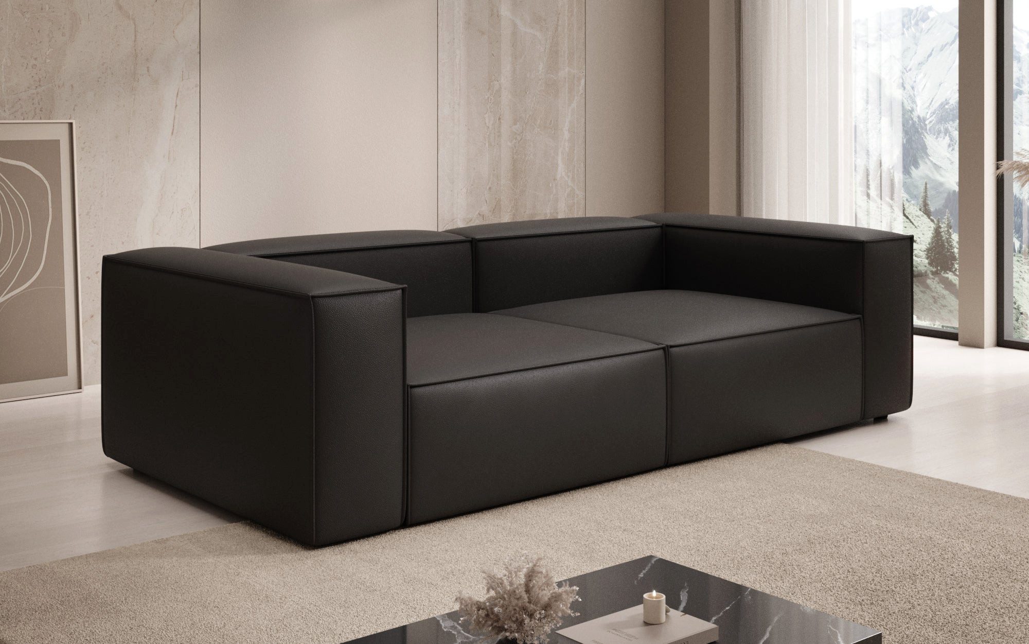 Luxusbetten24 Sofa Designer Sofa Lesley 3 Sitzer, mit Bezug aus Echtleder
