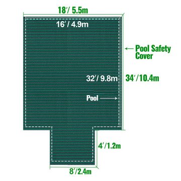 VEVOR Poolsprüher 16 x 32 Fuß große, rechteckige eingelassene Pool-Sicherheitsabdeckung