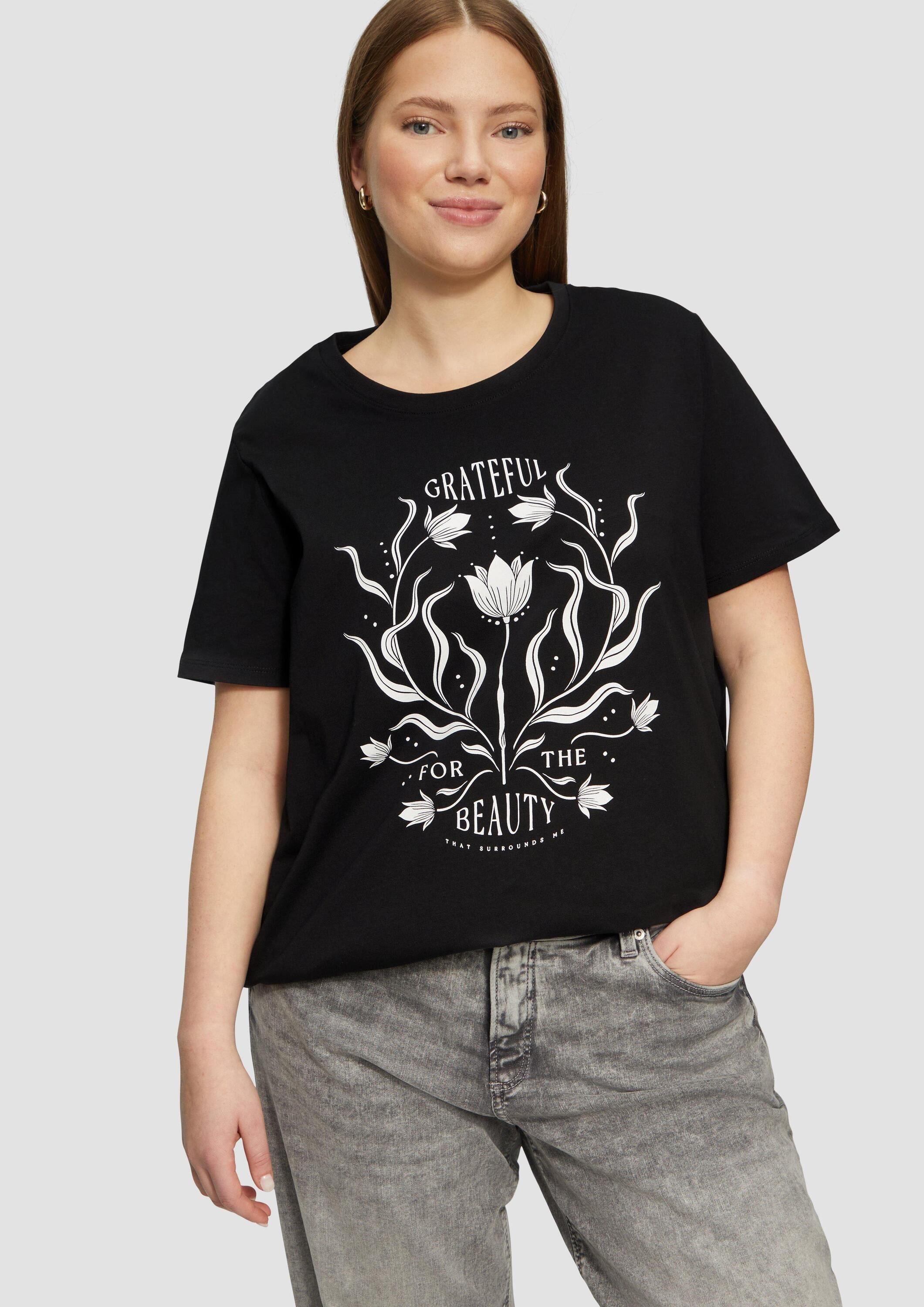 QS Kurzarmshirt T-Shirt Baumwollshirt mit Fronprint günstig online kaufen