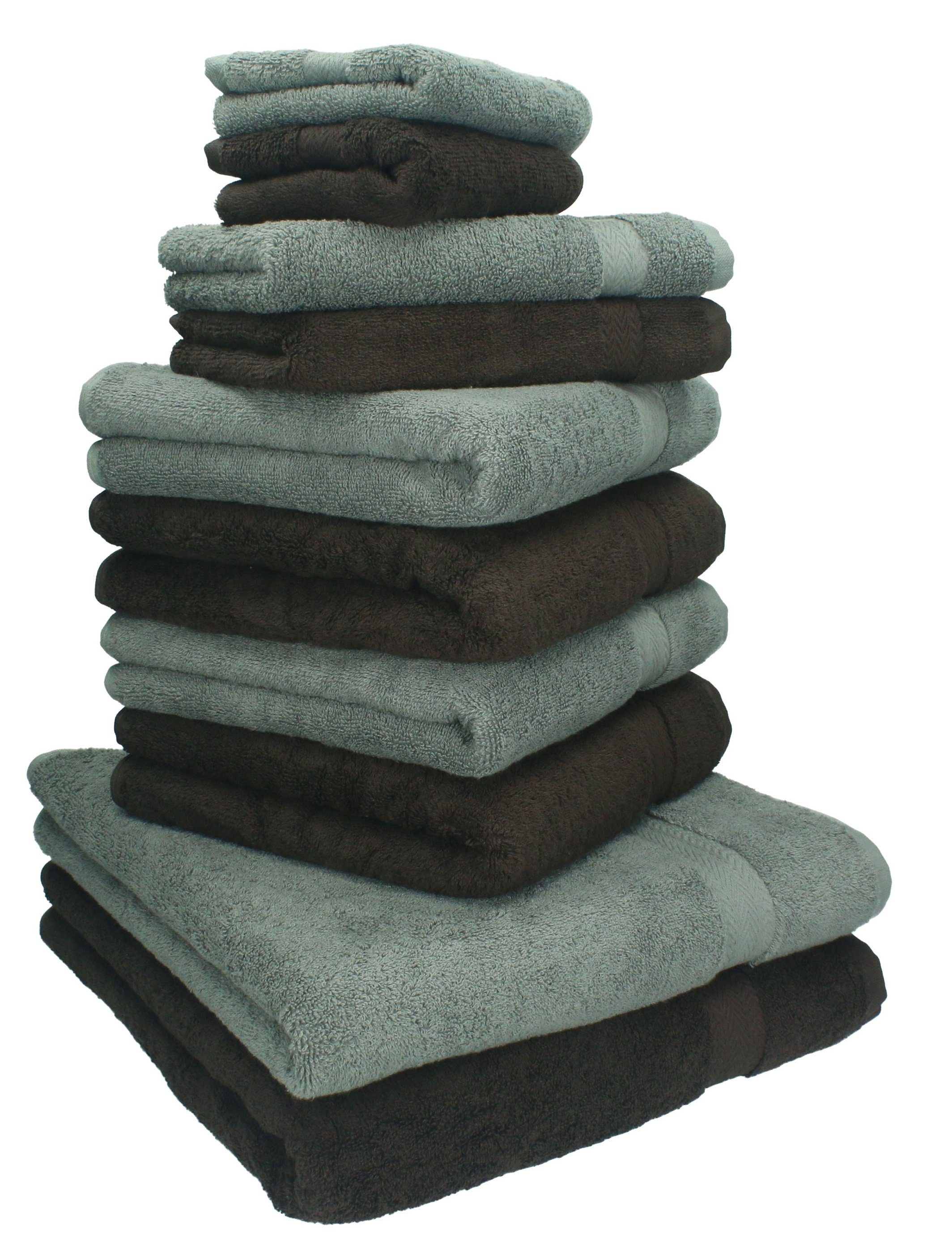 Betz Handtuch Set 10-TLG. Handtuch-Set Classic Farbe dunkelbraun und anthrazit, 100% Baumwolle