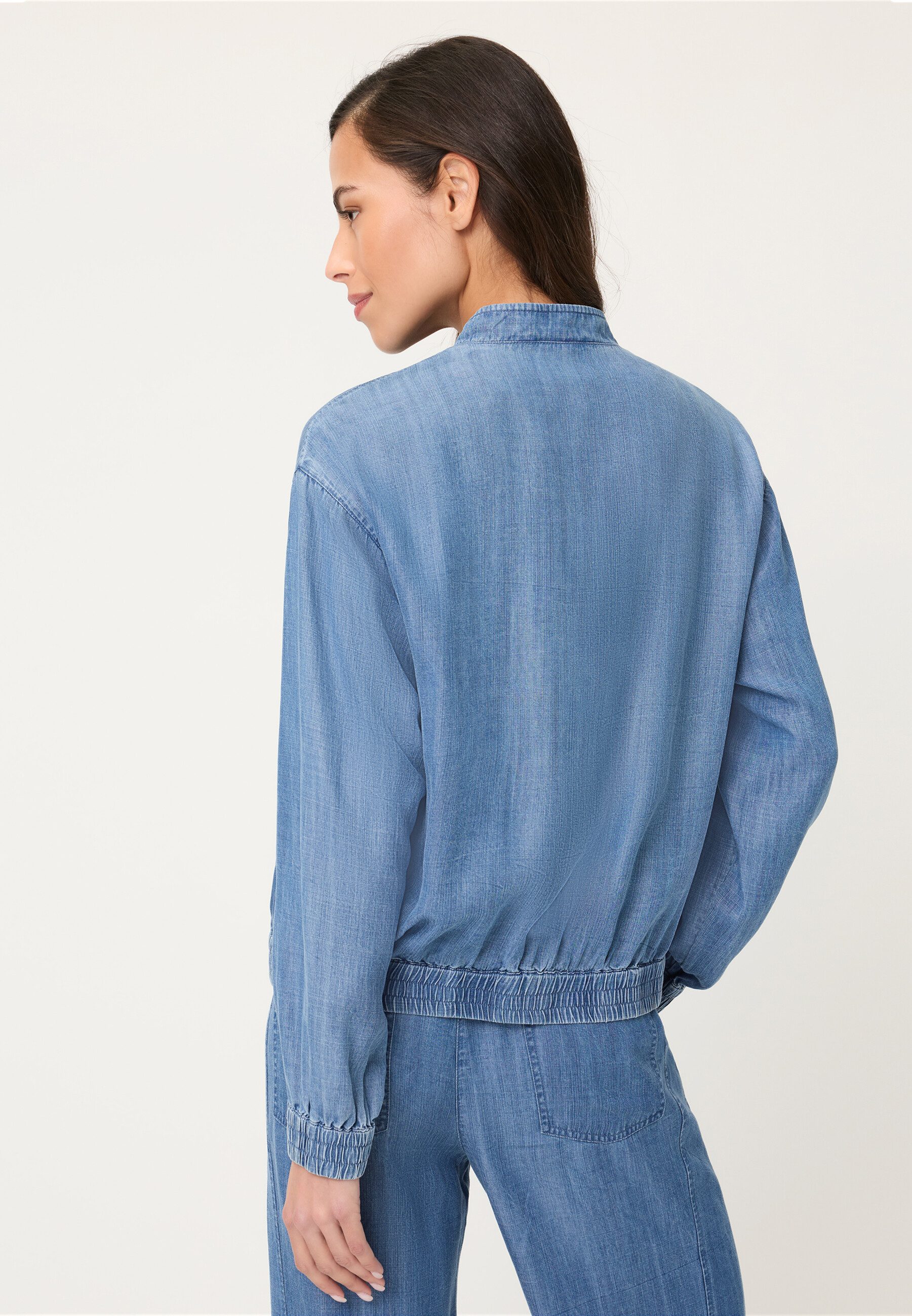 Olsen Kurzblazer Jacke mit Stehkragen und Reißverschluss