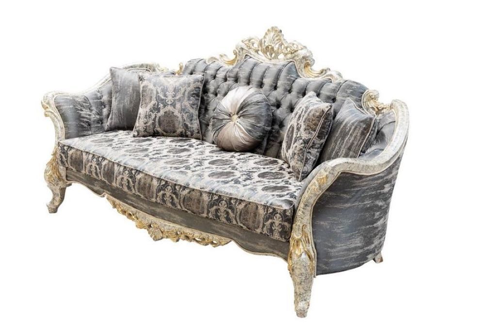 Xlmoebel Chesterfield-Sofa Graues Sofa im Barockstil aus Textil mit eleganter Ästhetik, 1 Teile, Hergestellt in Europa