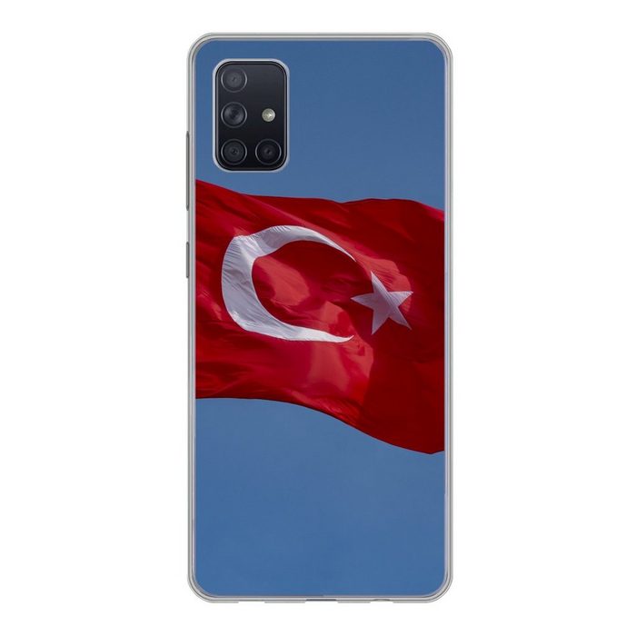 MuchoWow Handyhülle Eine türkische Flagge am blauen Himmel Phone Case Handyhülle Samsung Galaxy A71 Silikon Schutzhülle