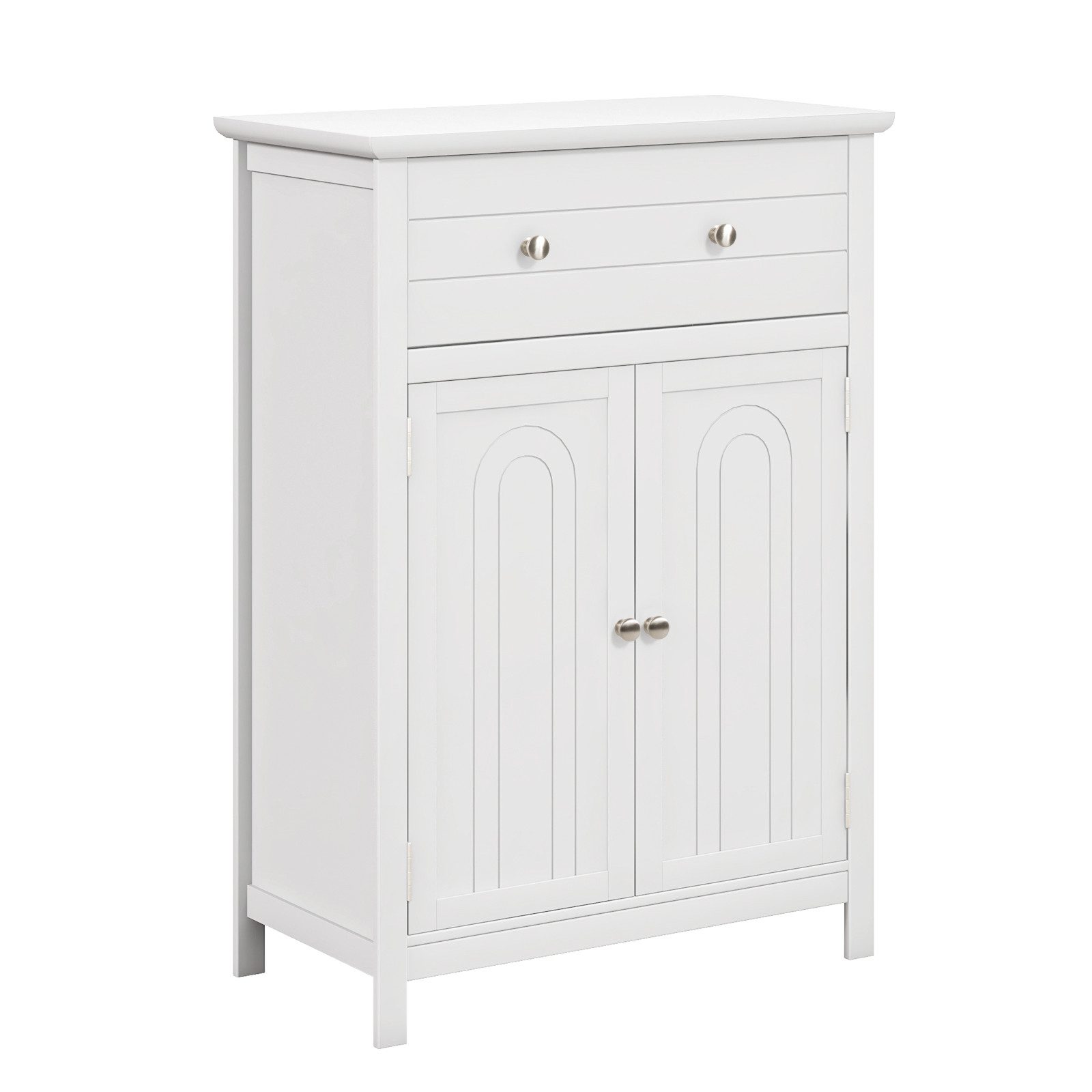 COSTWAY Badkommode, mit Schublade, Tür&verstellbarem Ablage,weiß, 60x30x80cm