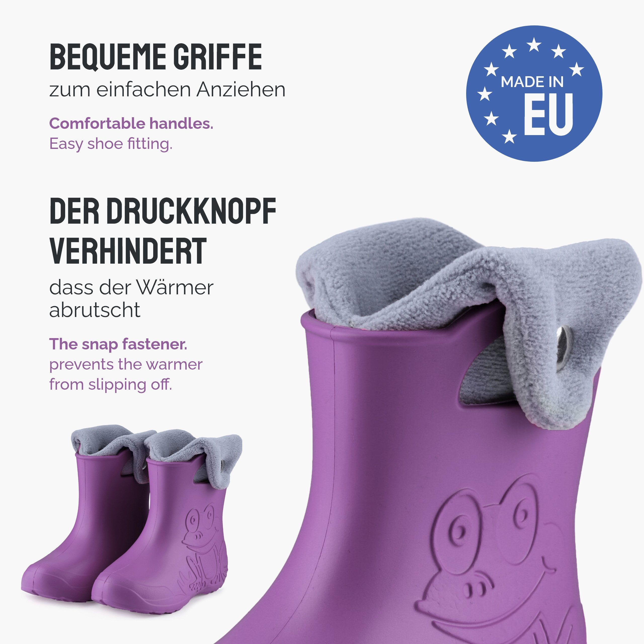 Ladeheid EVA Regenschuhe mit herausnehmbares Innenfutter LA-CA-04 Gummistiefel Kinder gefüttert und federleicht – Bild 5 von 5