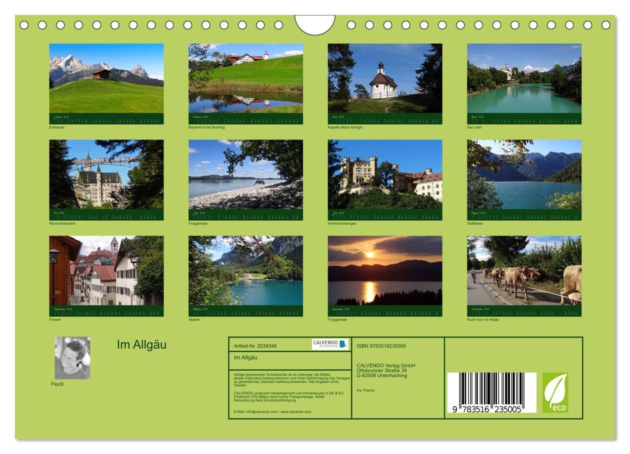 Thumbnail - CALVENDO Wandkalender Im Allgäu (Wandkalender 2026 DIN A4 quer), CALVENDO Monatskalender