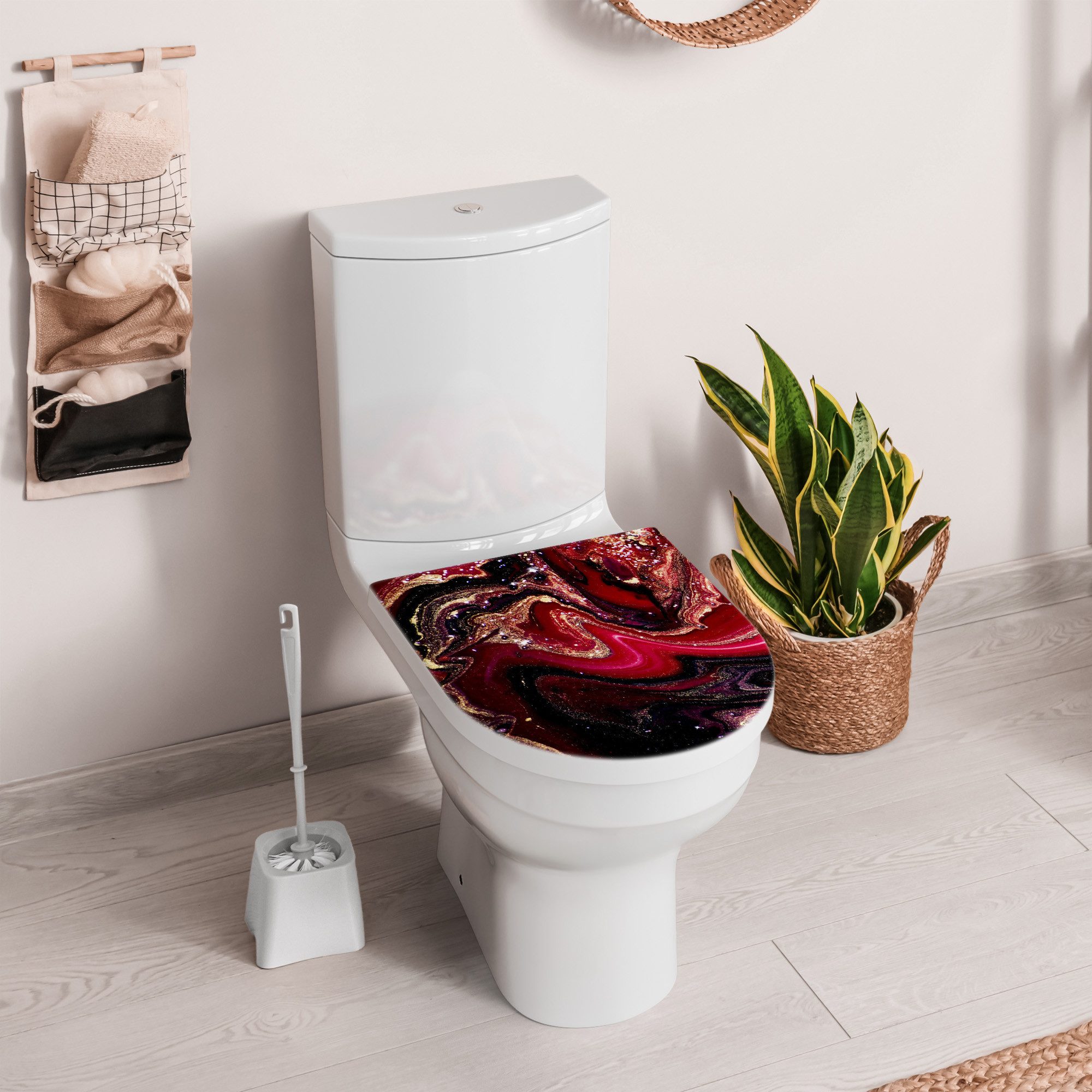 DEQORI WC-Sitz 'Marmor-Lavafluss', WC Toilettensitz bedruckt Klobrille Toilettendeckel Motiv WC-Brille