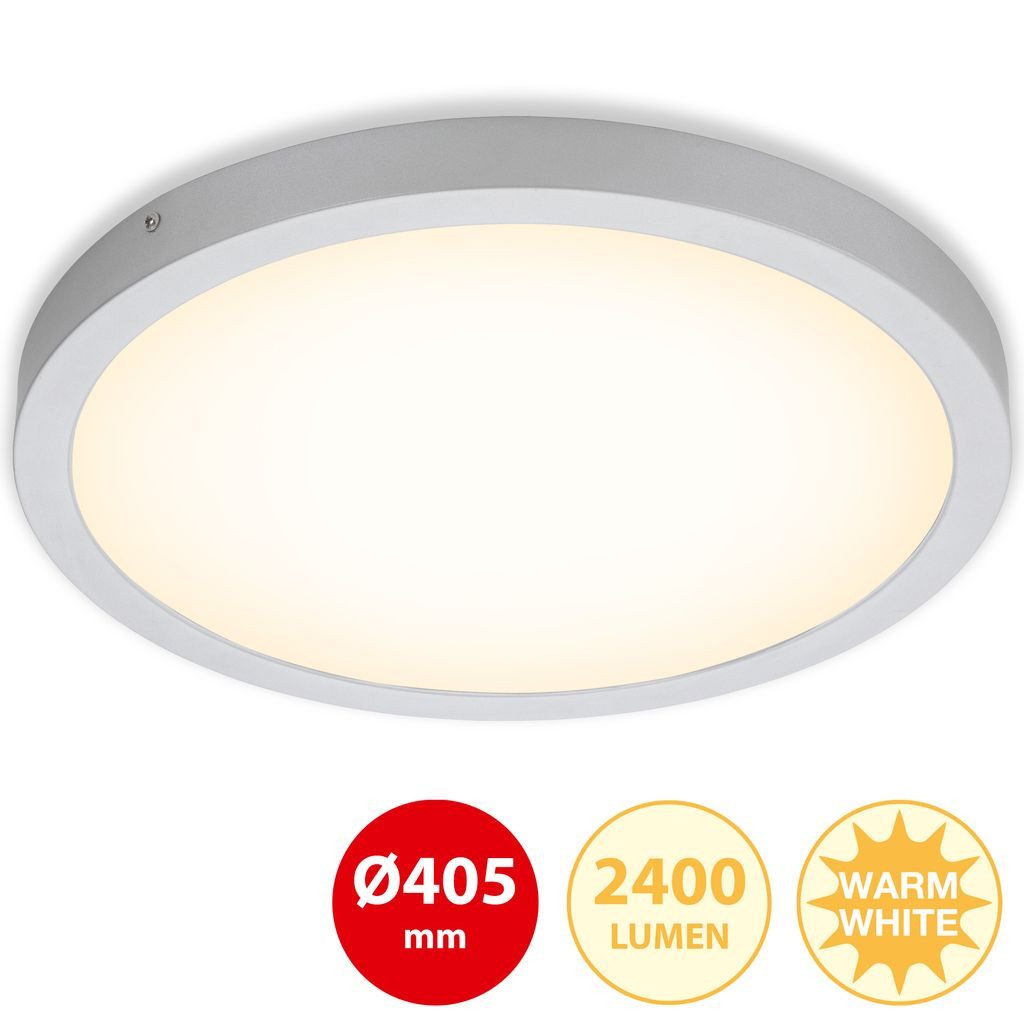 Briloner Leuchten LED Deckenleuchte 7143-014, LED fest integriert, 2700K - Extra-Warmweiß, Deckenlampe modern 24,5W 3000K IP20 Ø40,5cm
