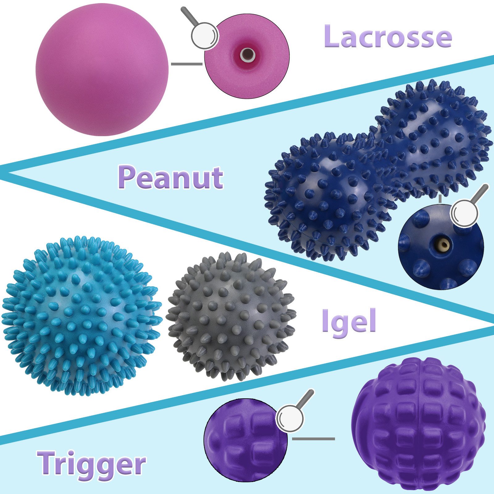 ALPIDEX Massageball ALPIDEX Massagebälle 5er Set in verschiedenen Härtegraden