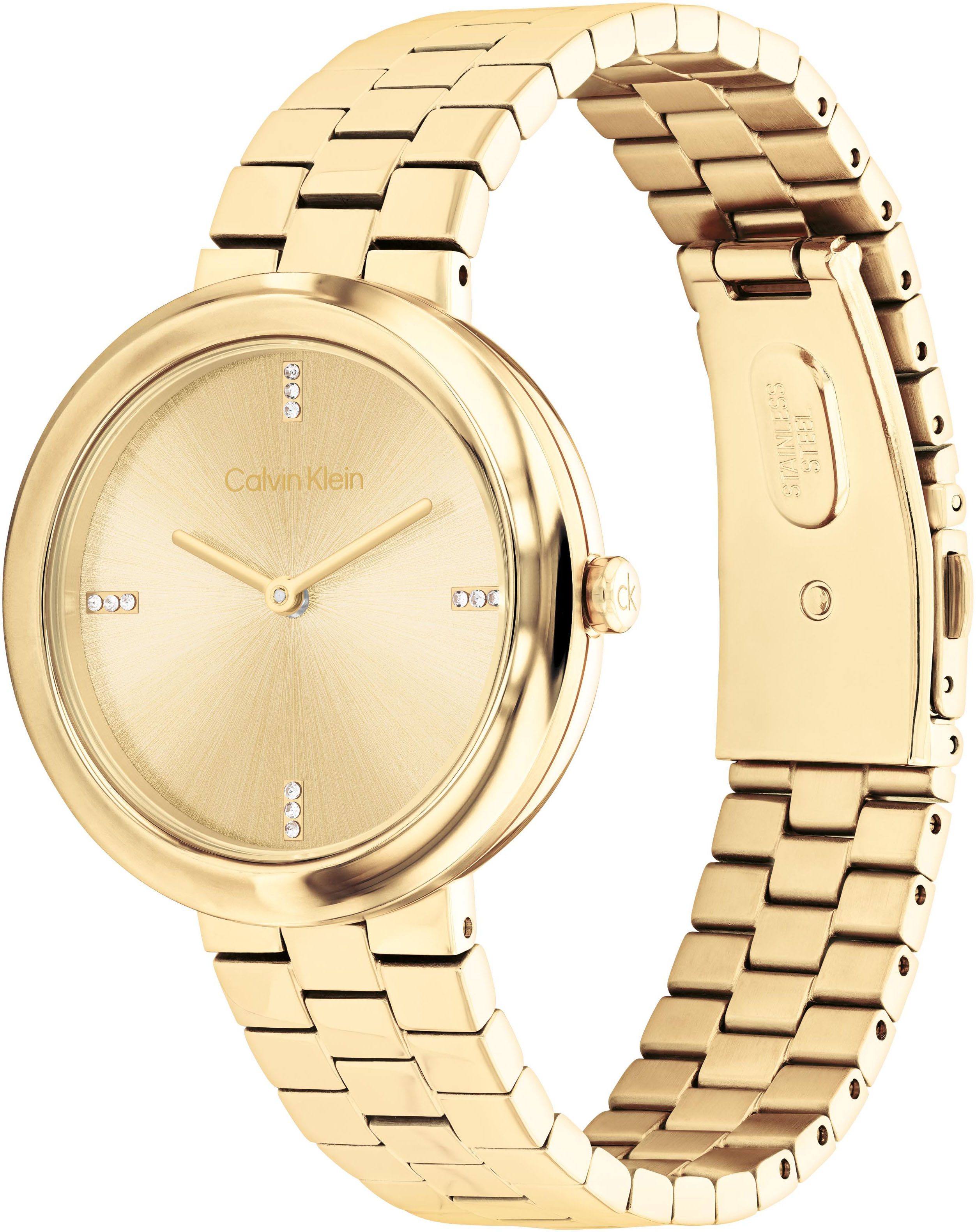 Calvin Klein Quarzuhr Twisted Bezel 25100094, Armbanduhr, Damenuhr, Edelsta günstig online kaufen