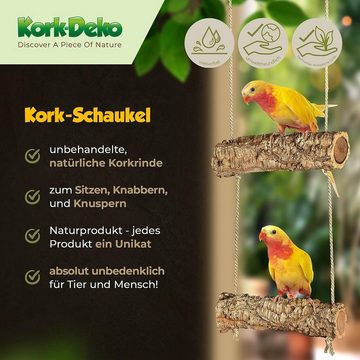 Kork-Deko.de Vogelspielplatz Mobile aus zwei Korkästen - Zum Sitzen, Spielen und Anknabbern