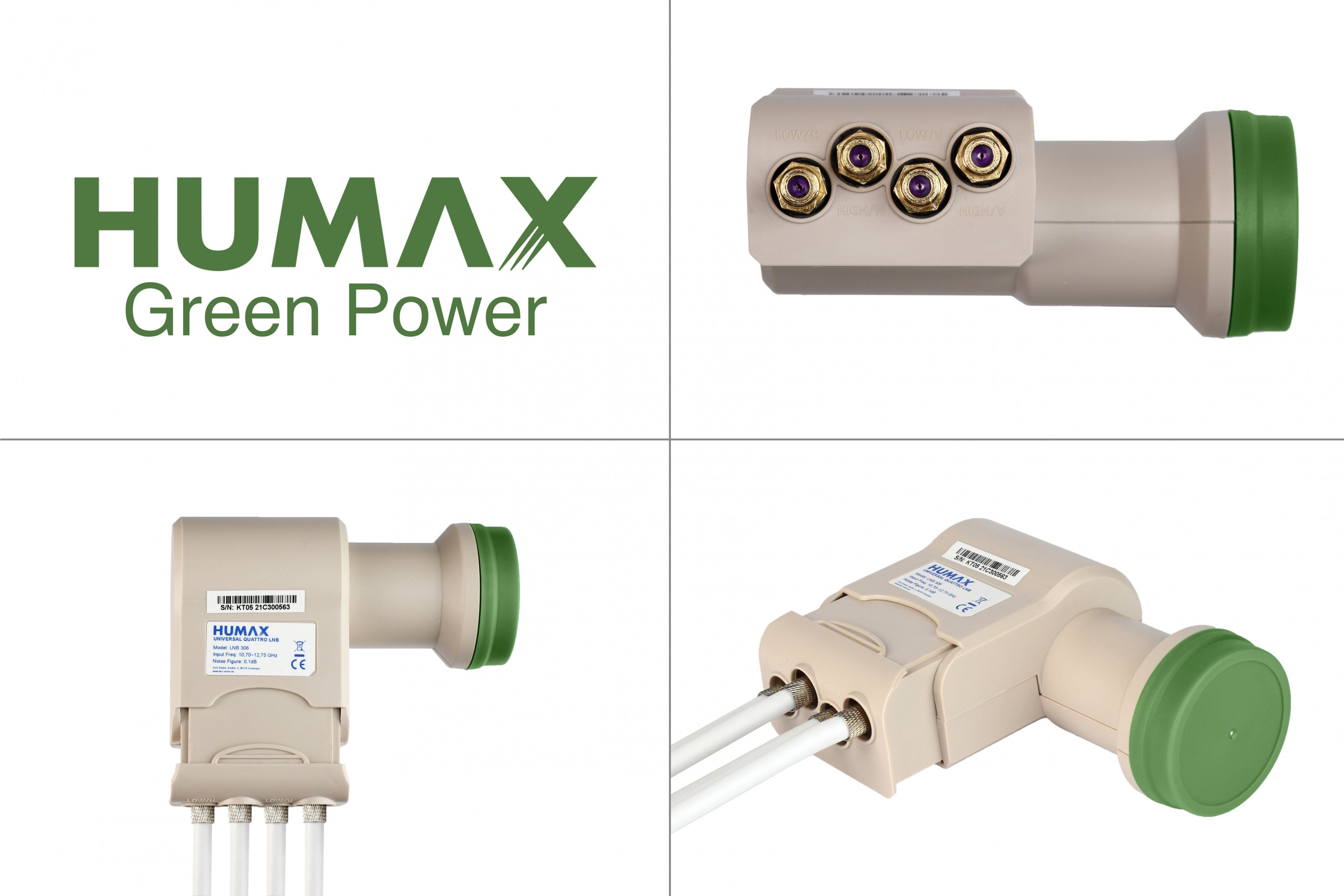 Umweltfreundliche Universal-Quattro-LNB Multischalter, Green Quattro-LNB stromsparend Power (für Verpackung) Humax 306,