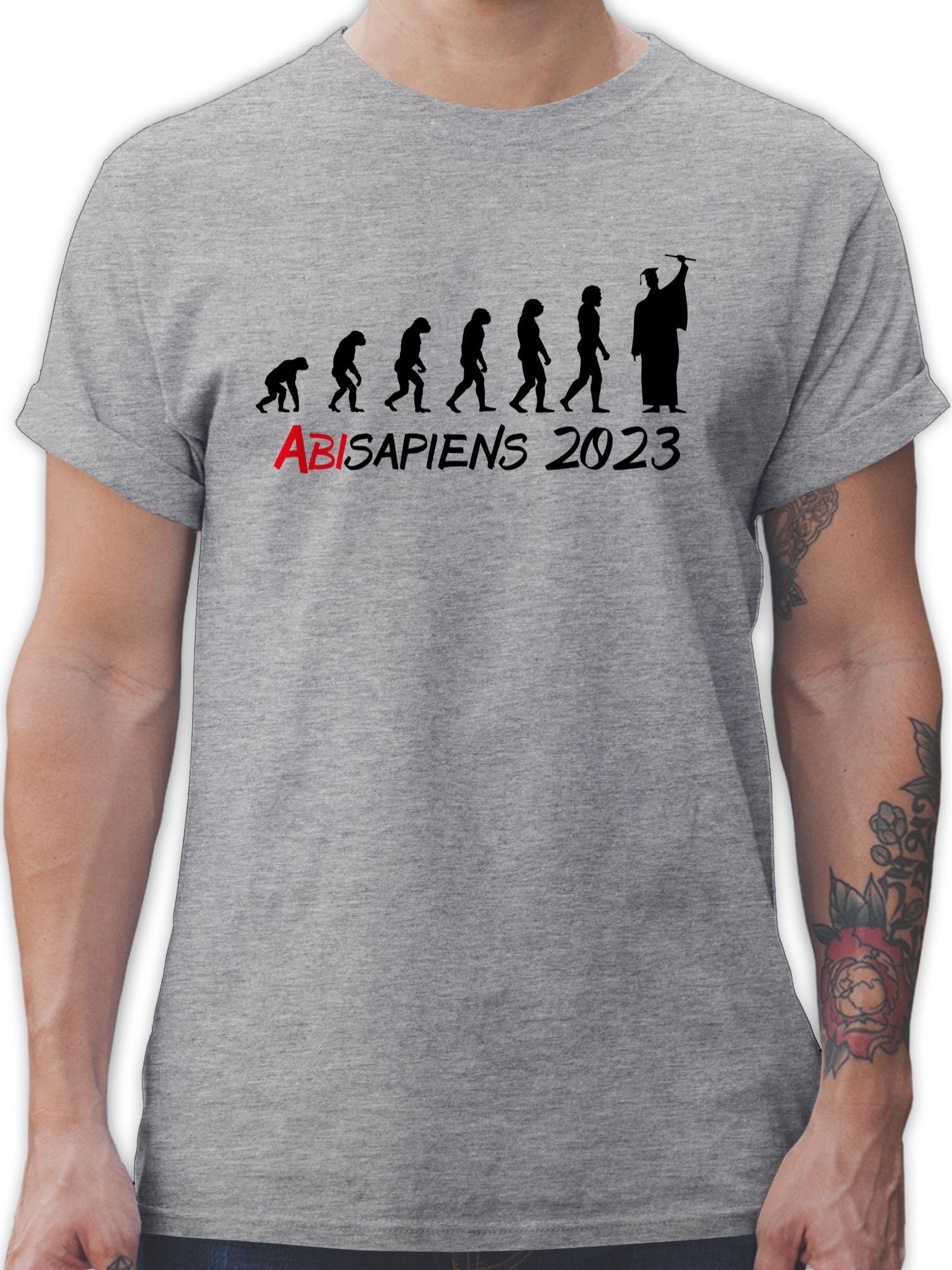 Abschluss T-Shirt Geschenk Grau Abitur meliert Shirtracer & 2024 1 ABIsapiens 2023