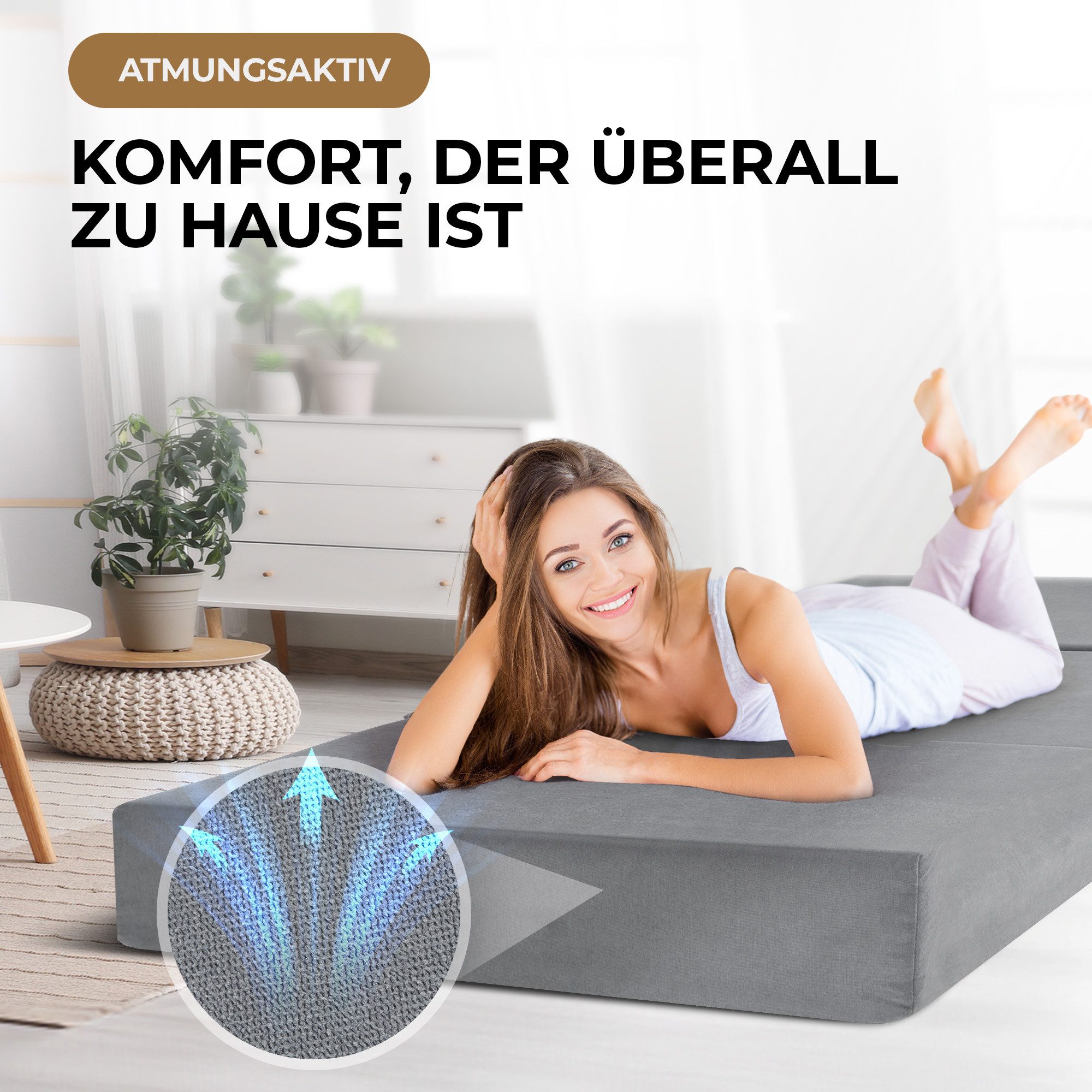 Klappmatratze Gästebett Visco Gästematratze 14cm hoch, Herlag, 14 cm hoch, (verschiedene Größen), Memory Foam – Bild 4 von 5