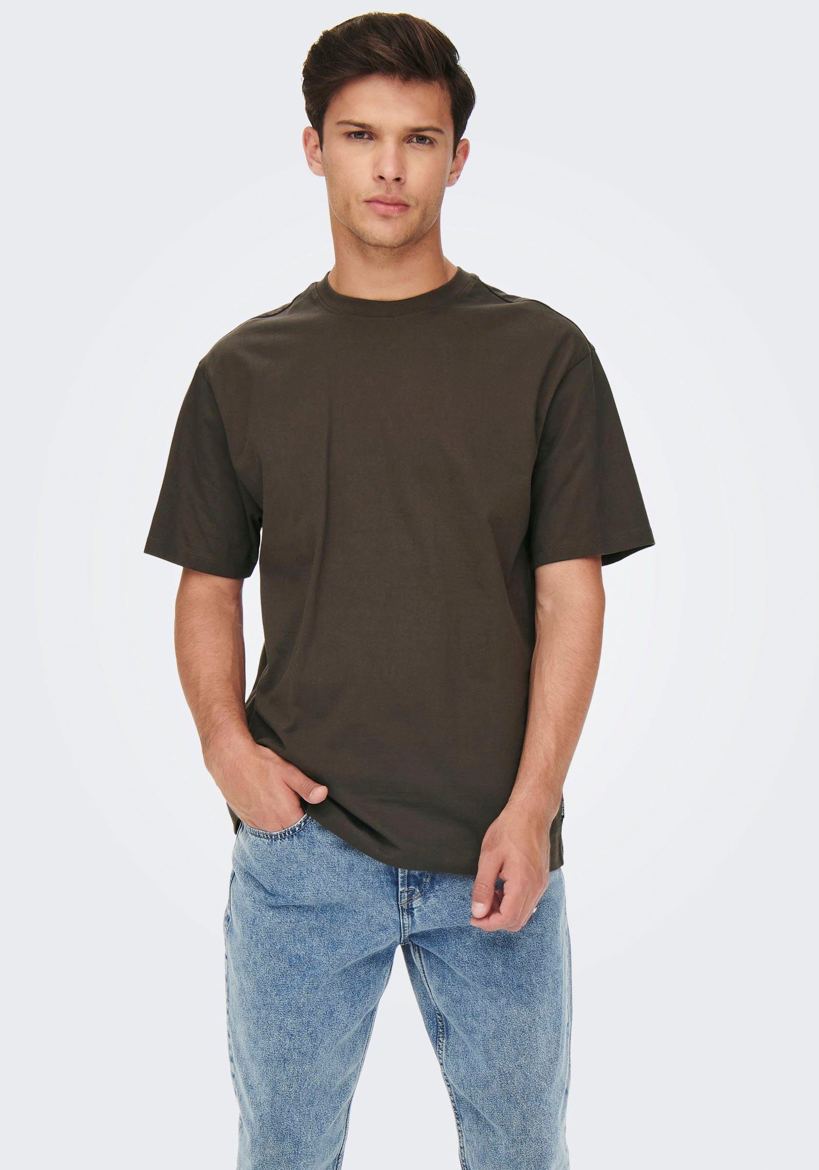 ONLY & SONS T-Shirt FRED Seal Brown