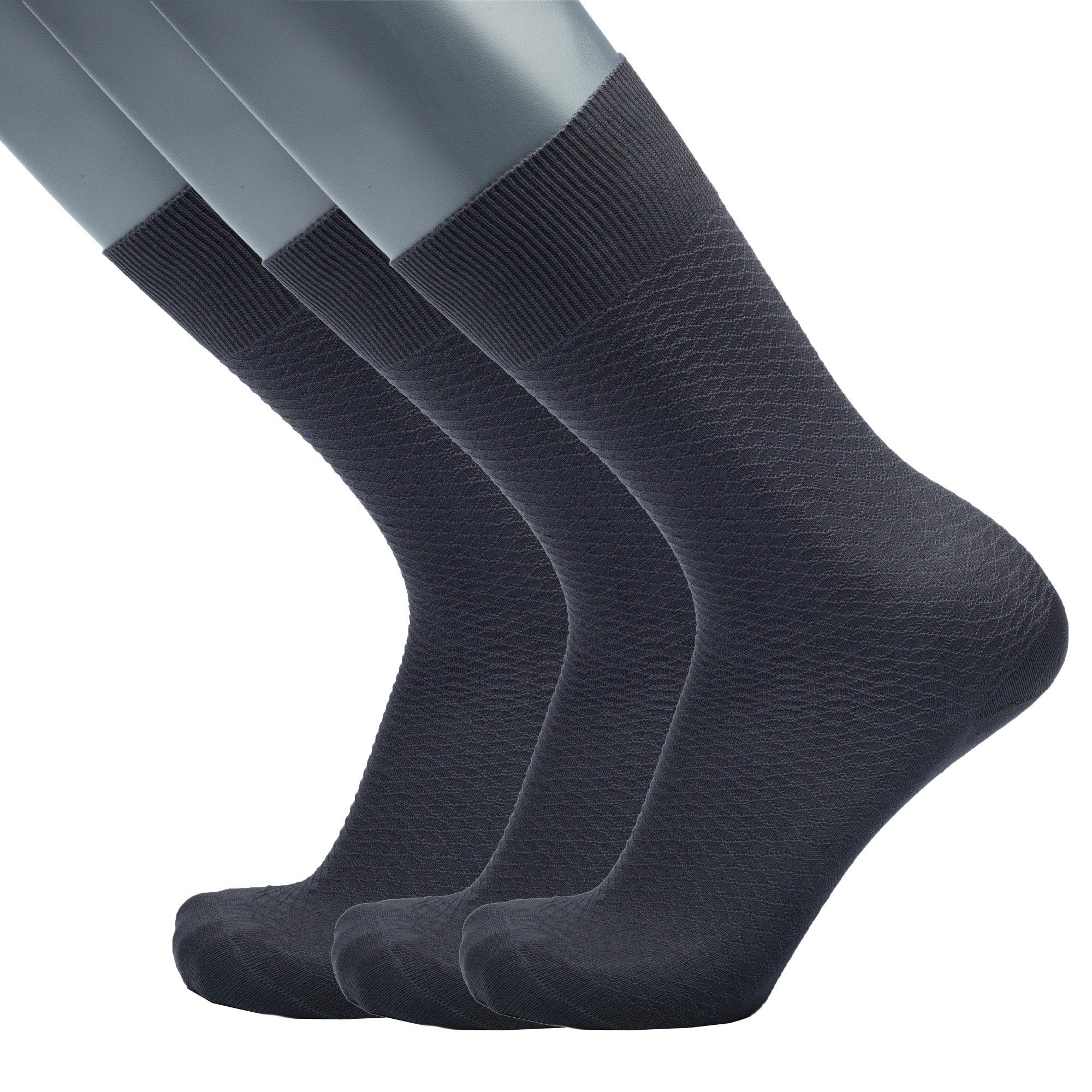 Businesssocken (3er 3er - merzerisierter Classic Socken Socken BGENTS Packung) Anthrazit Baumwolle reiner 3er Frankfurt aus Packung,