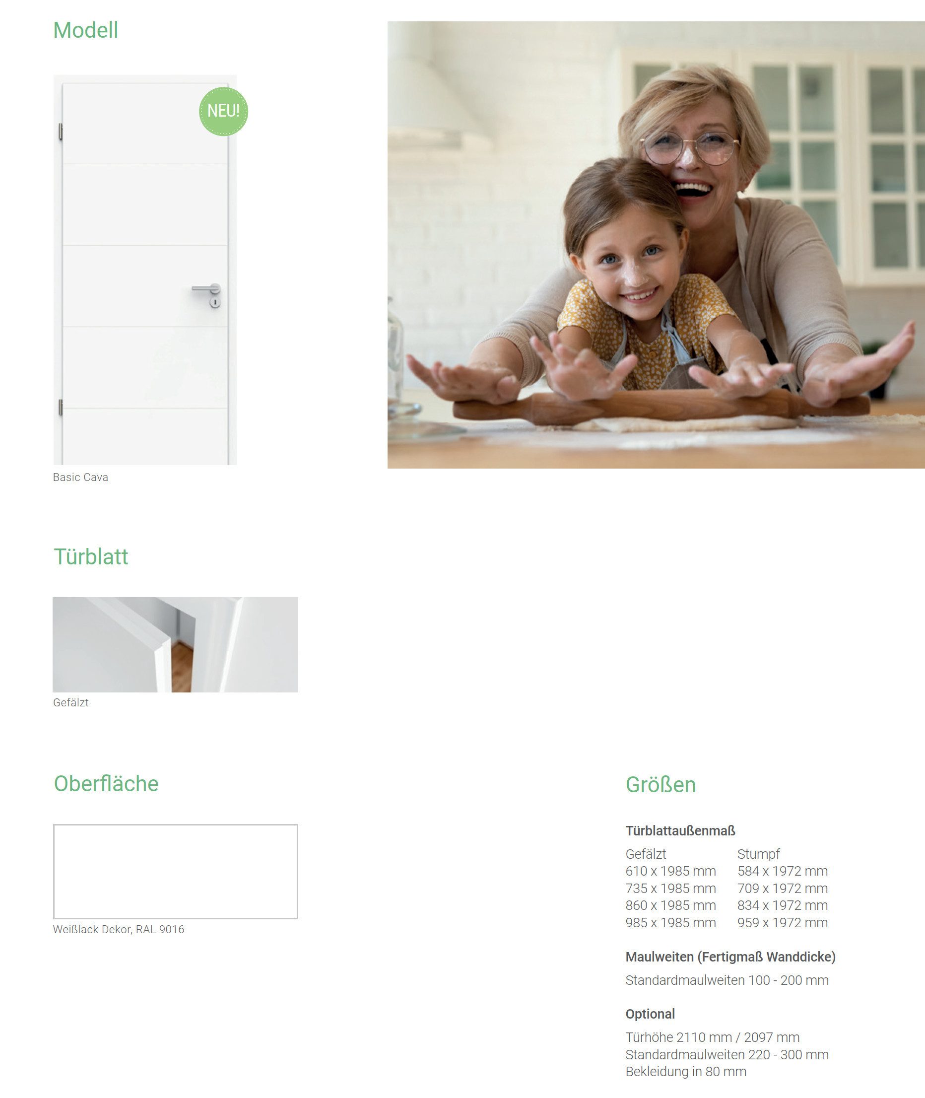 steinau Zimmertür Hochwertige Zimmer-/Innentür - Tür + Zarge + Griff – Streifen - Durat®, Türblatt mit Zarge, wahlweise DIN links oder rechts, Türgriff