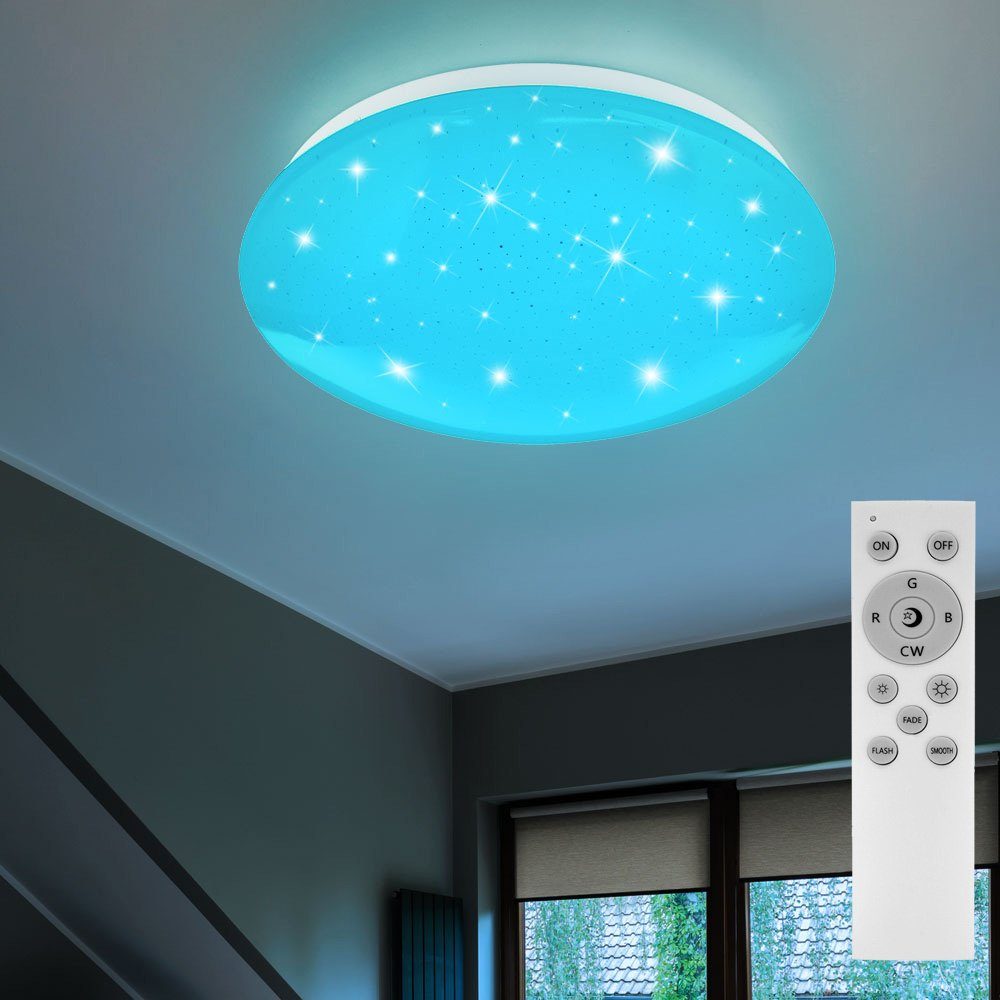 Globo LED Deckenleuchte, LED-Leuchtmittel fest verbaut, Warmweiß,  Farbwechsel, RGB LED Decken Leuchte Schlaf Zimmer Sternen Himmel Effekt  Lampe