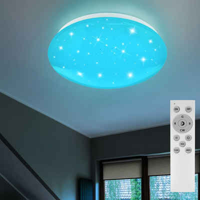 Globo LED Deckenleuchte, LED-Leuchtmittel fest verbaut, Warmweiß, Farbwechsel, RGB LED Decken Leuchte Schlaf Zimmer Sternen Himmel Effekt Lampe