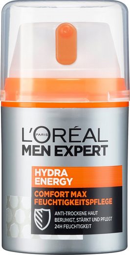 L'ORÉAL PARIS MEN EXPERT Feuchtigkeitscreme »Hydra Energy Comfort Max«, Feuchtigkeitspflege für sensible Haut, zieht schnell ein