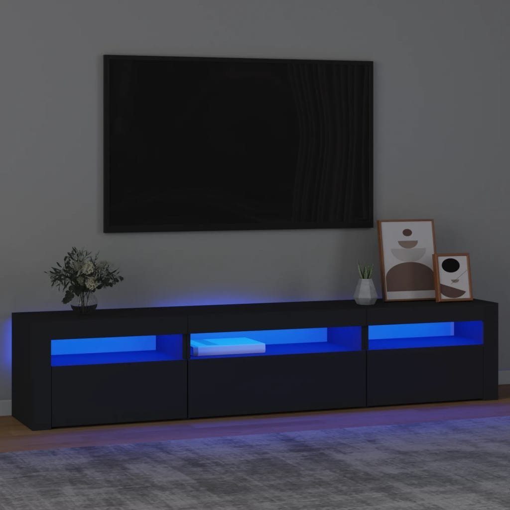vidaXL TV-Schrank TV-Schrank mit LED-Leuchten Schwarz 195x35x40 cm (1-St)