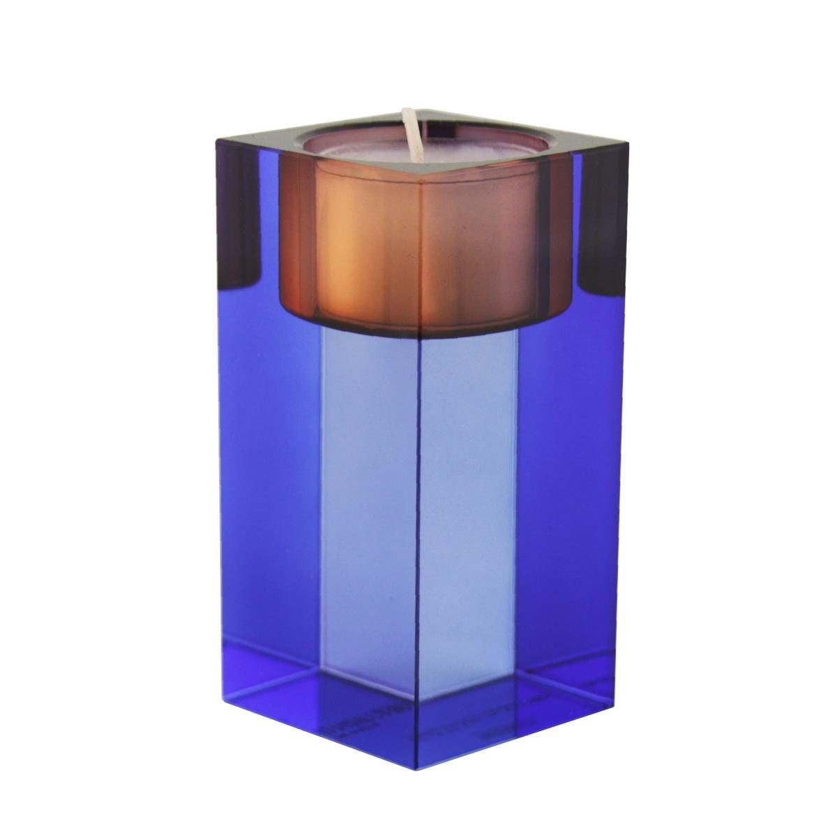 Giftcompany Teelichthalter Sari 10 H blau/orange Teelichthalter Gift-Company (Stück) cm Kristallglas ca