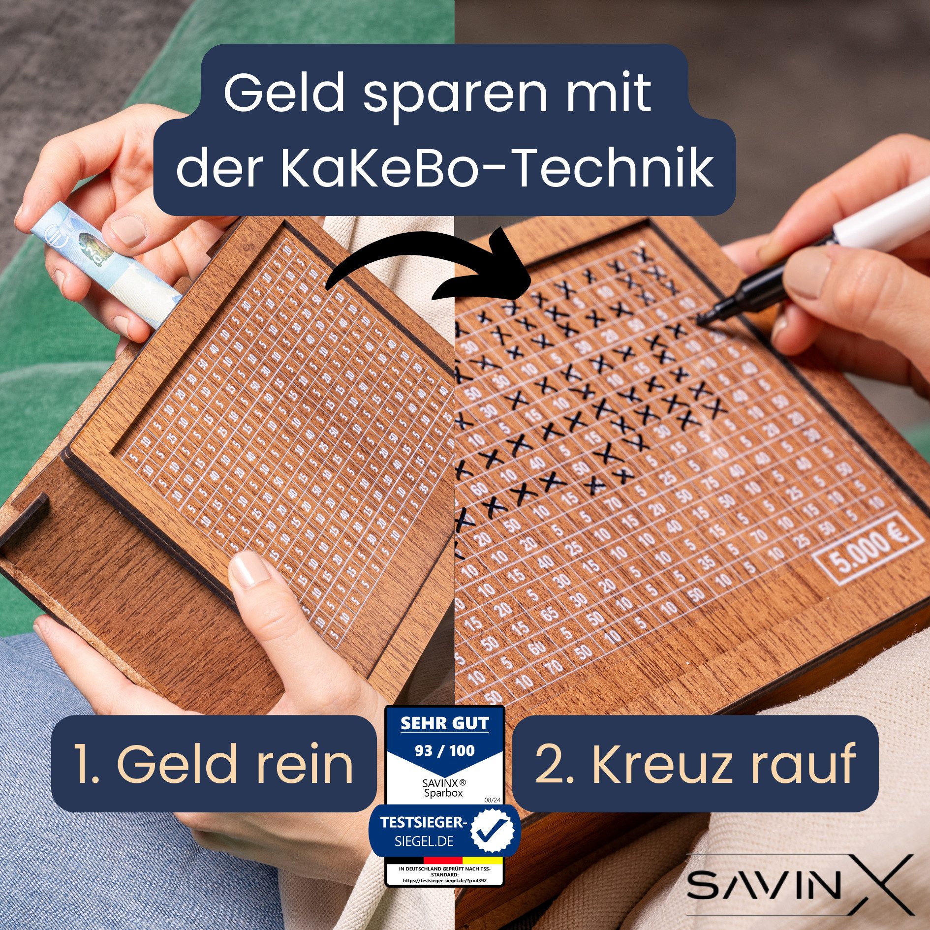 SavinX Spardose SparBox Original (6Größen) - mit Zahlen zum Ankreuzen•Wiede günstig online kaufen