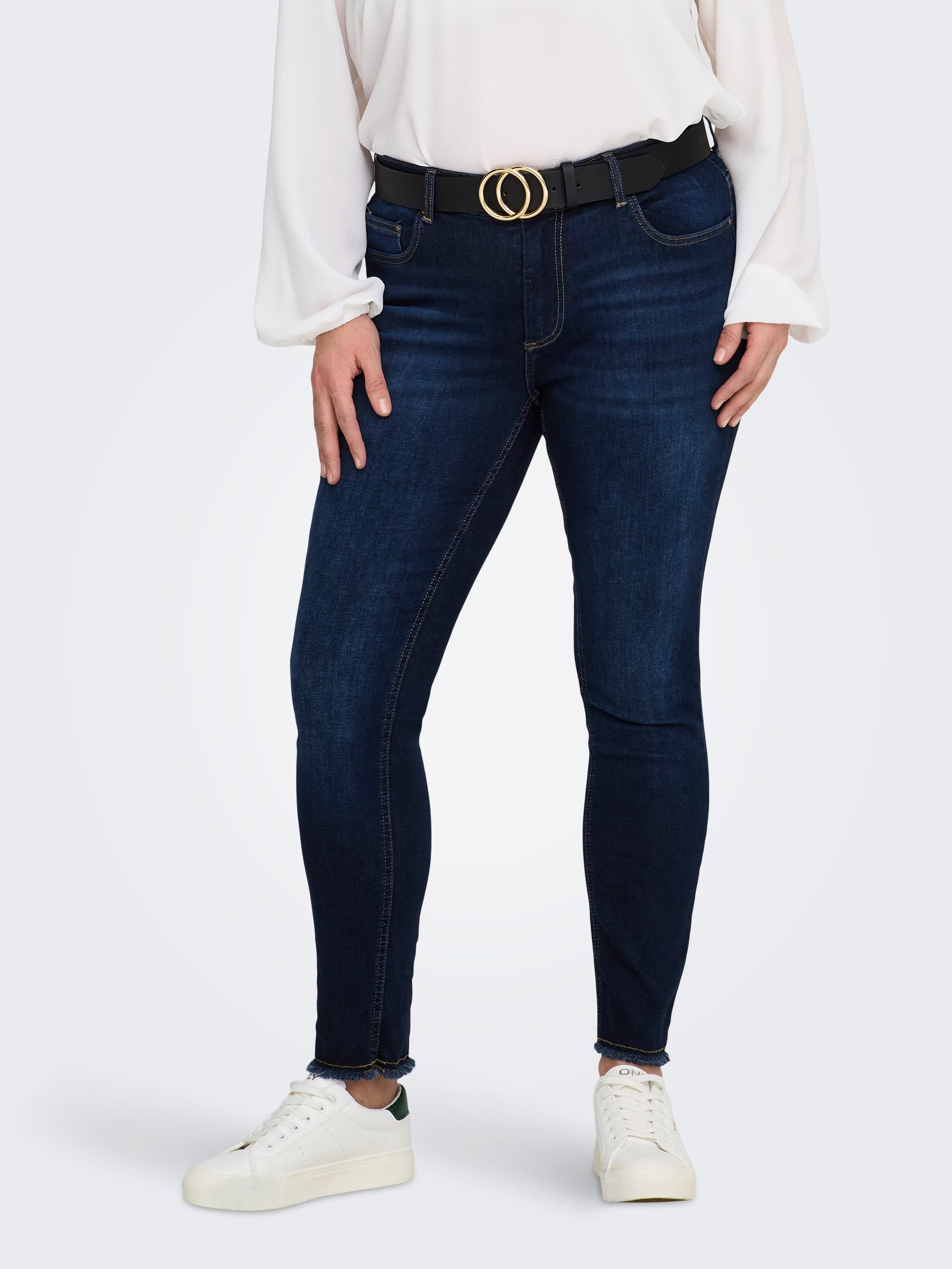 ONLY CARMAKOMA Skinny-fit-Jeans CARWILLY REG SK ANK JNS in washed-out Optik