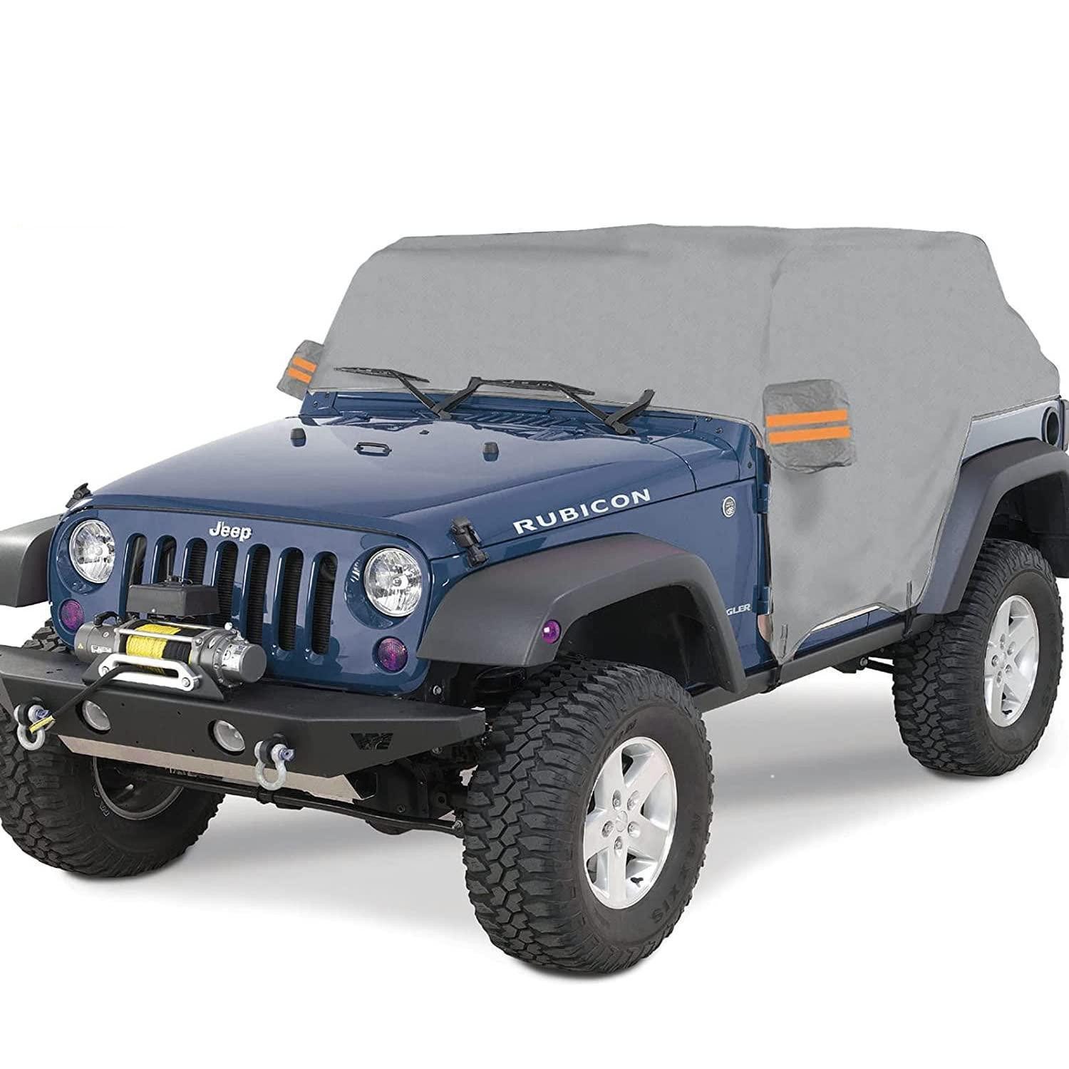 LuxusKollektion Autoplane Halbgarage Jeep Wrangler CJ YJ TJ JK wasserdicht UV Grau 4 Tür