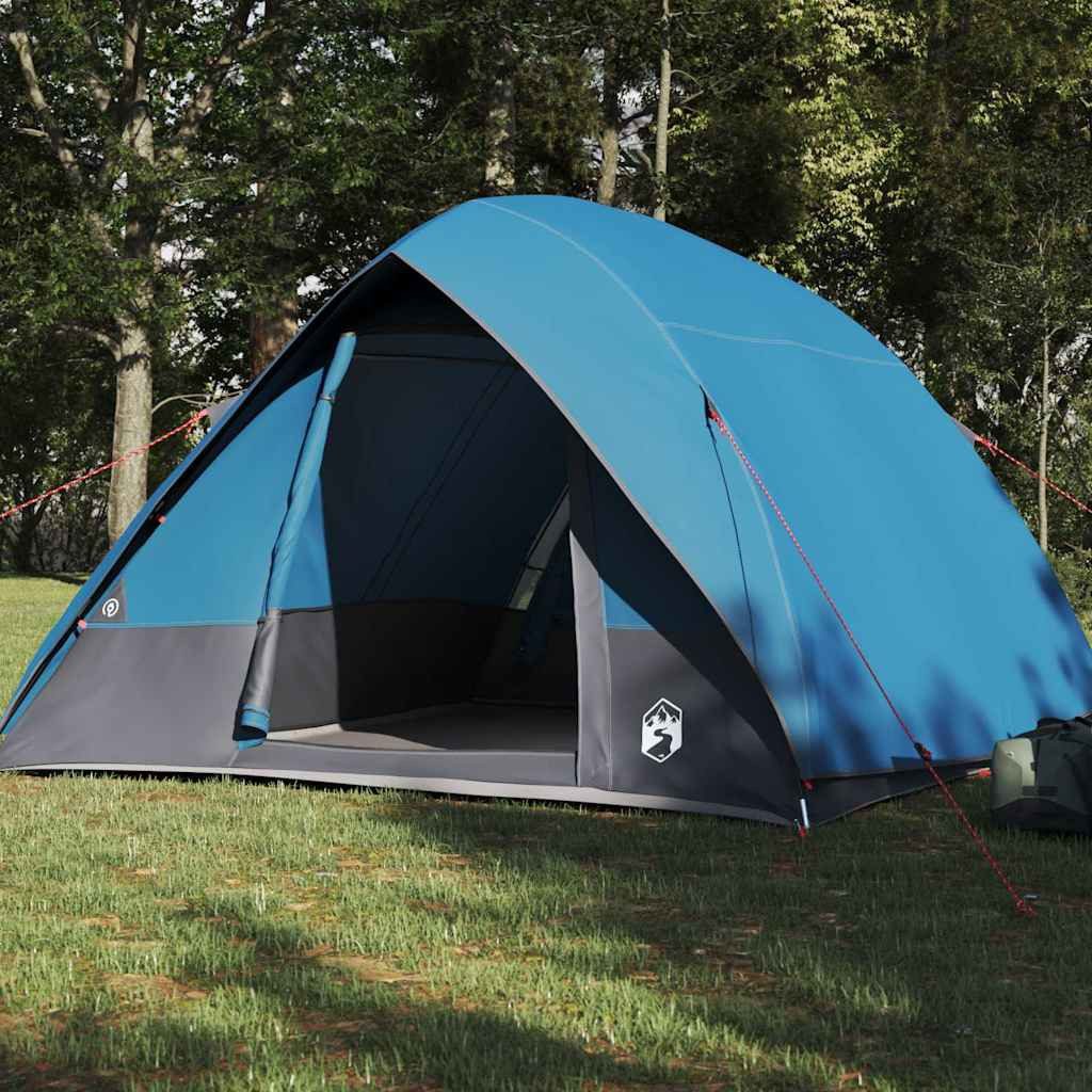 furnicato Faltzelt Campingzelt 320 x 275 x 190 cm Blau, (1 tlg), Witterungsbeständiges Familienzelt mit E-Port und integrierten Haken