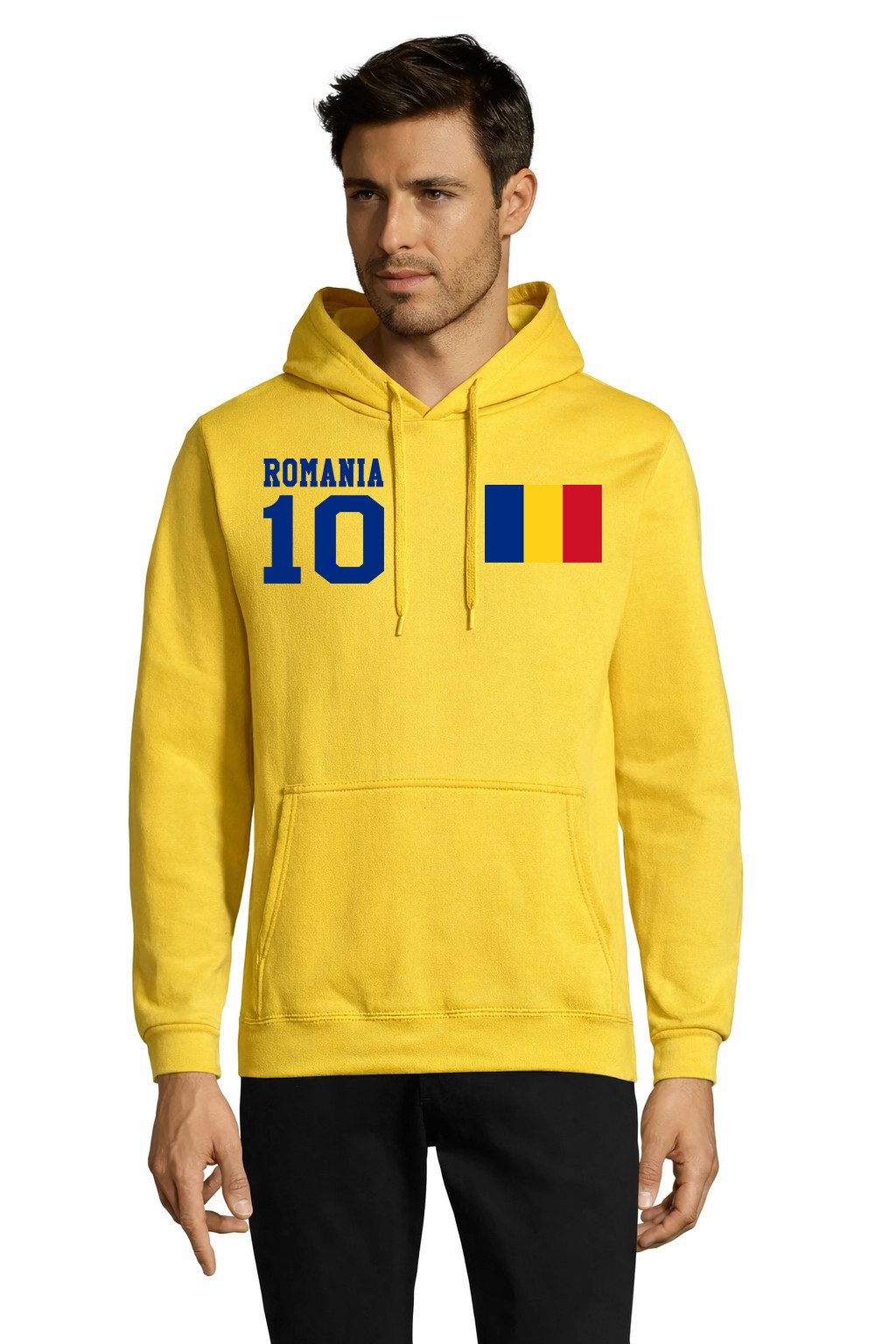 Hoodie Rumänien 10 Flagge Herren Hoodie Fußball Fan Kapuzenpullover